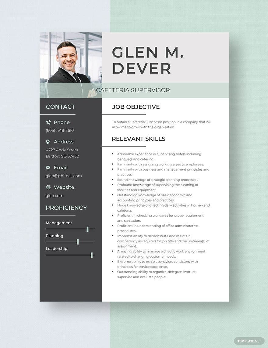 Sample Resume for School Cafeteria Manager Cafeteria Manager Resume Template – Word, Apple Pages Template.net