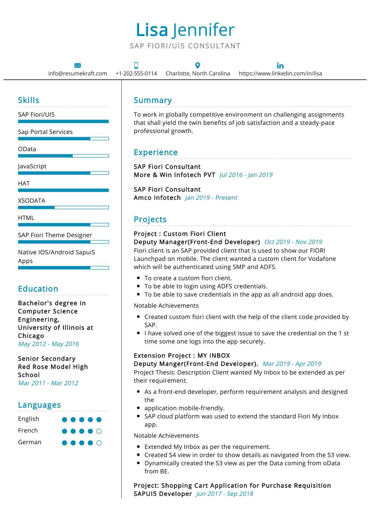 Sample Resume for Two Year Experience In Sap Sap Ui5 Fiori Consultant Resume Sample 2022 Writing Tips …