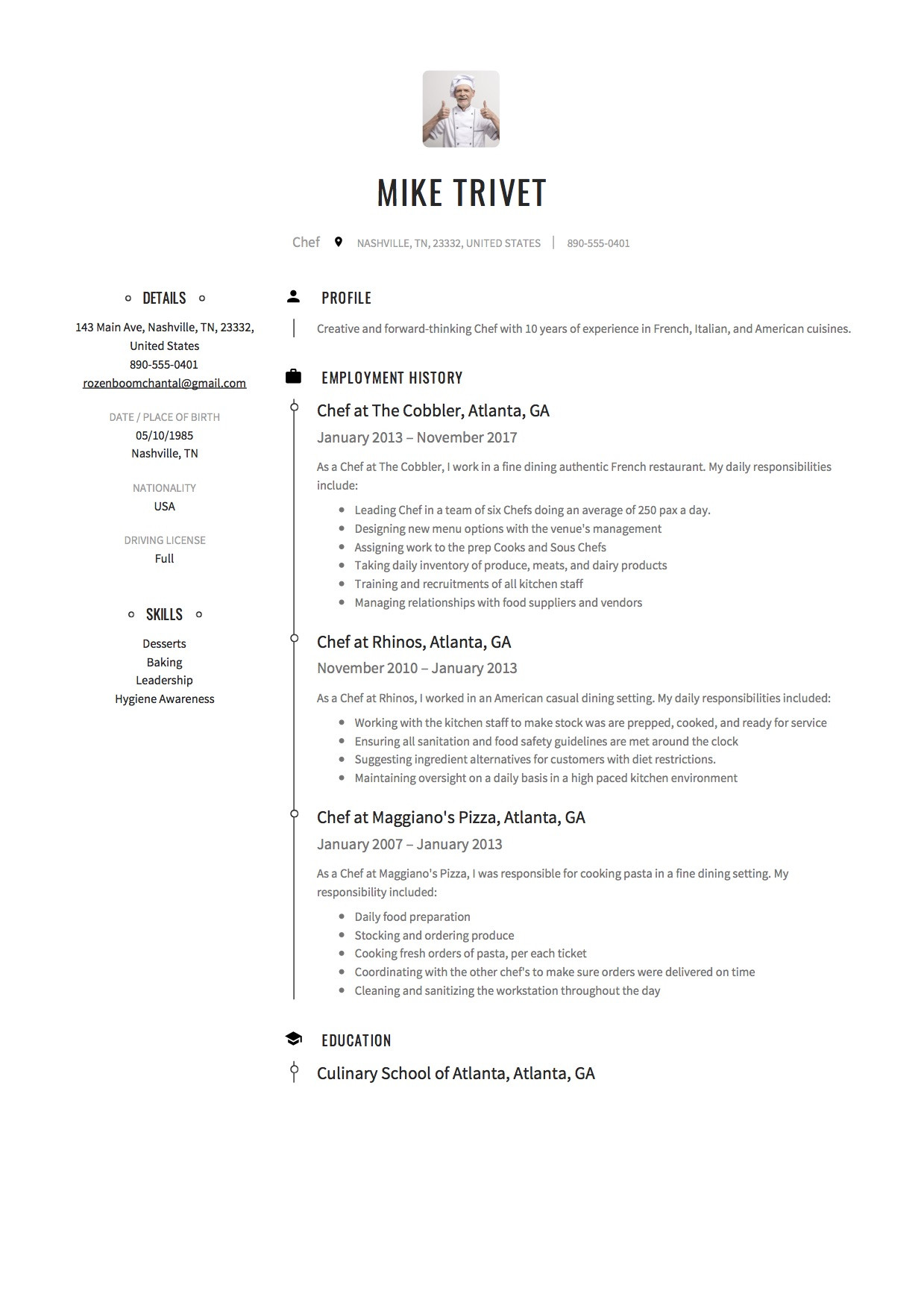 Sample Resume Objective for Kitchen Staff Chef Resume Sample Pdf October 2021