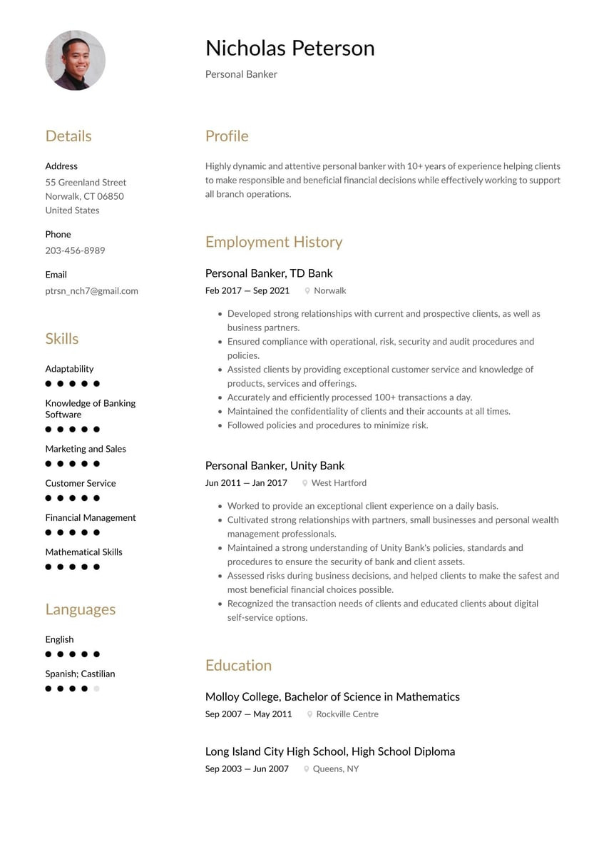 Sample Resume Objective Statement for Banking Personal Banker Resume Examples & Writing Tips 2022 (free Guide)