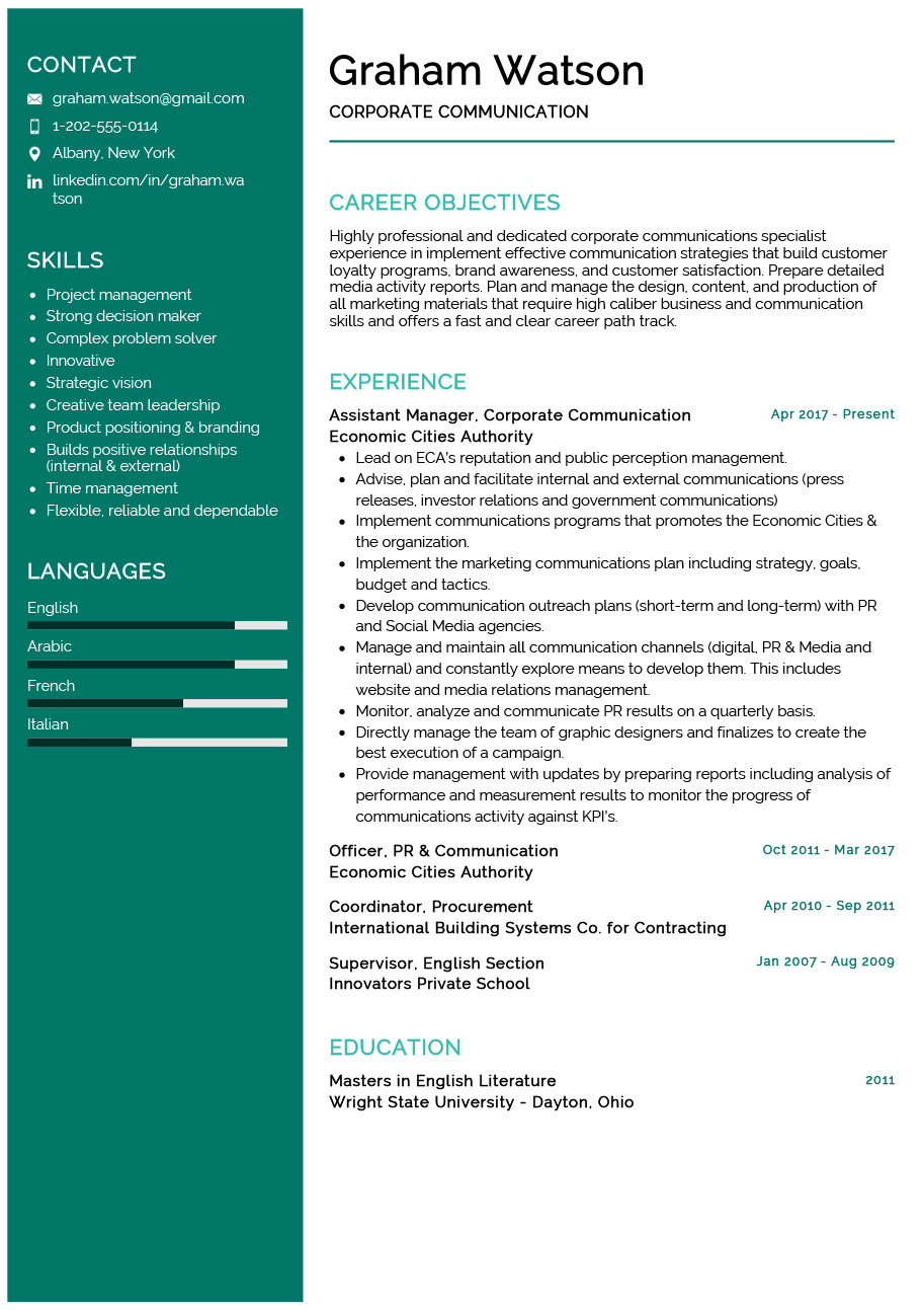 Sample Resume Of Corporate Communication Manager Corporate Communication Resume Example 2022 Writing Tips …