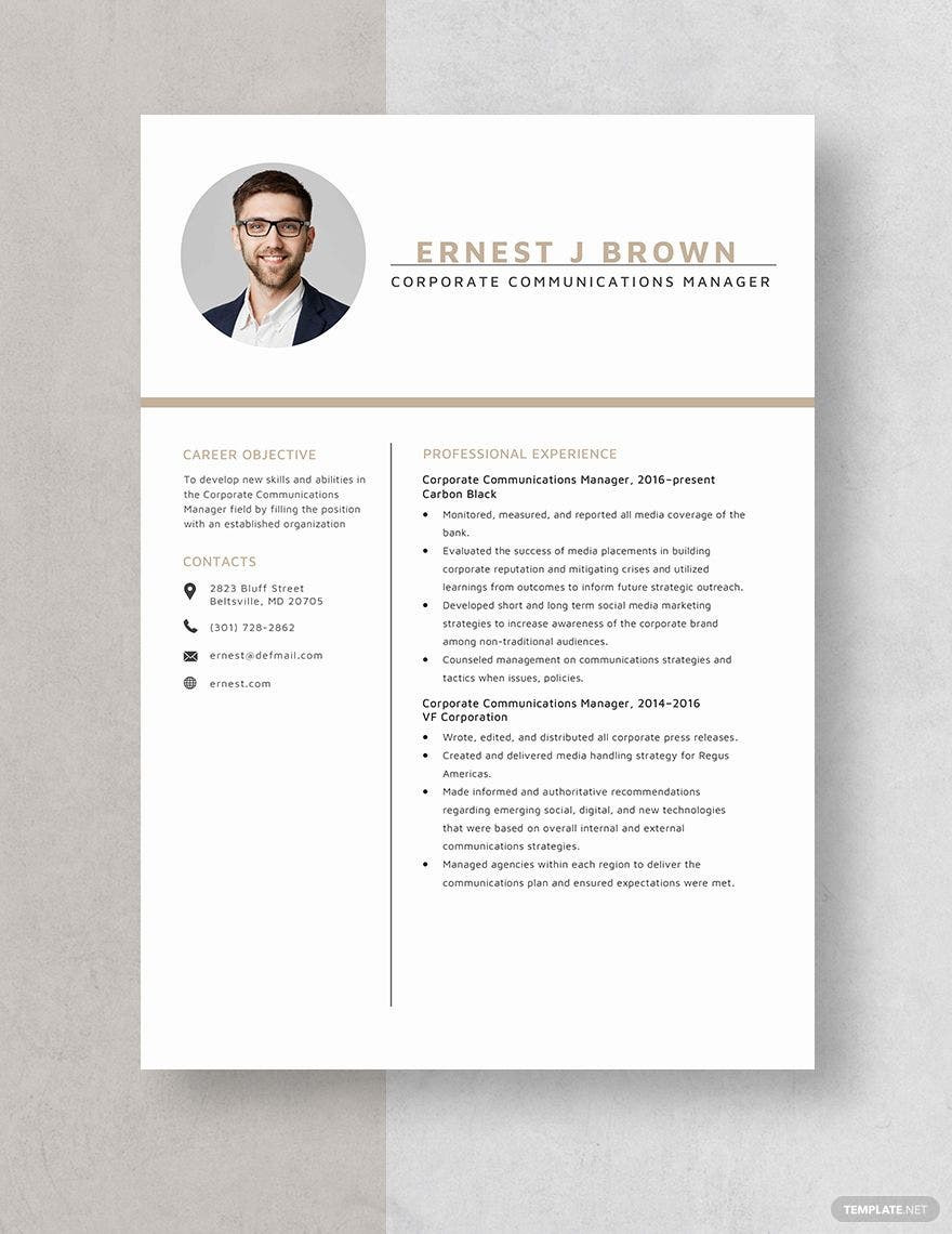 Sample Resume Of Corporate Communication Manager Free Free Corporate Communications Manager Resume Template – Word …