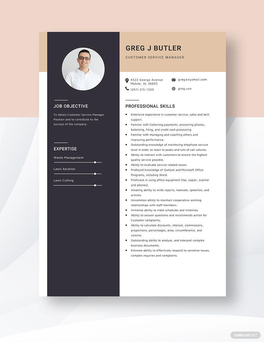 Sample Resume Of Customer Support Manager Customer Service Manager Resume Template – Word, Apple Pages …