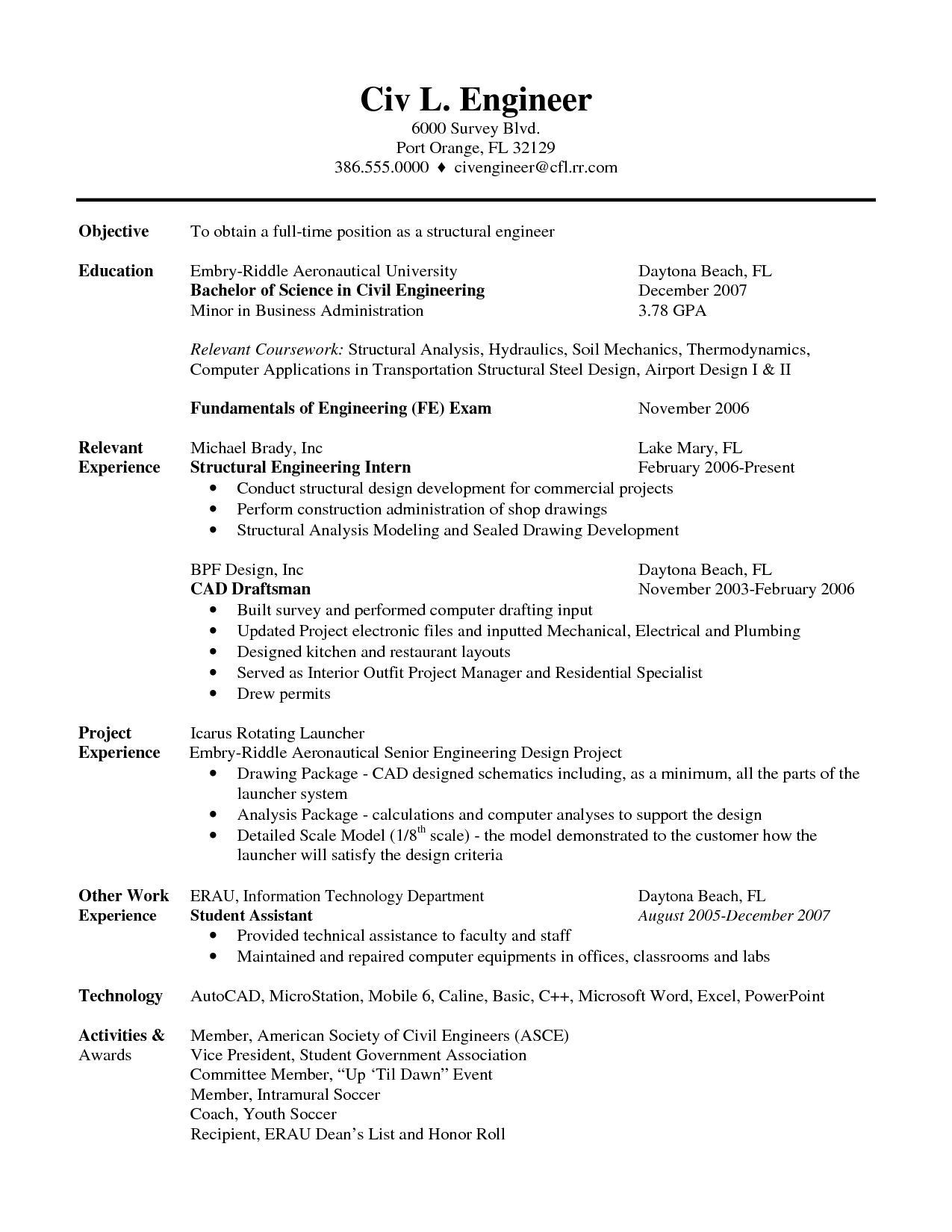 Sample Resume Recent Graduate Civil Engineer Outstanding Excellent Resume Example Examples Resumes Template …