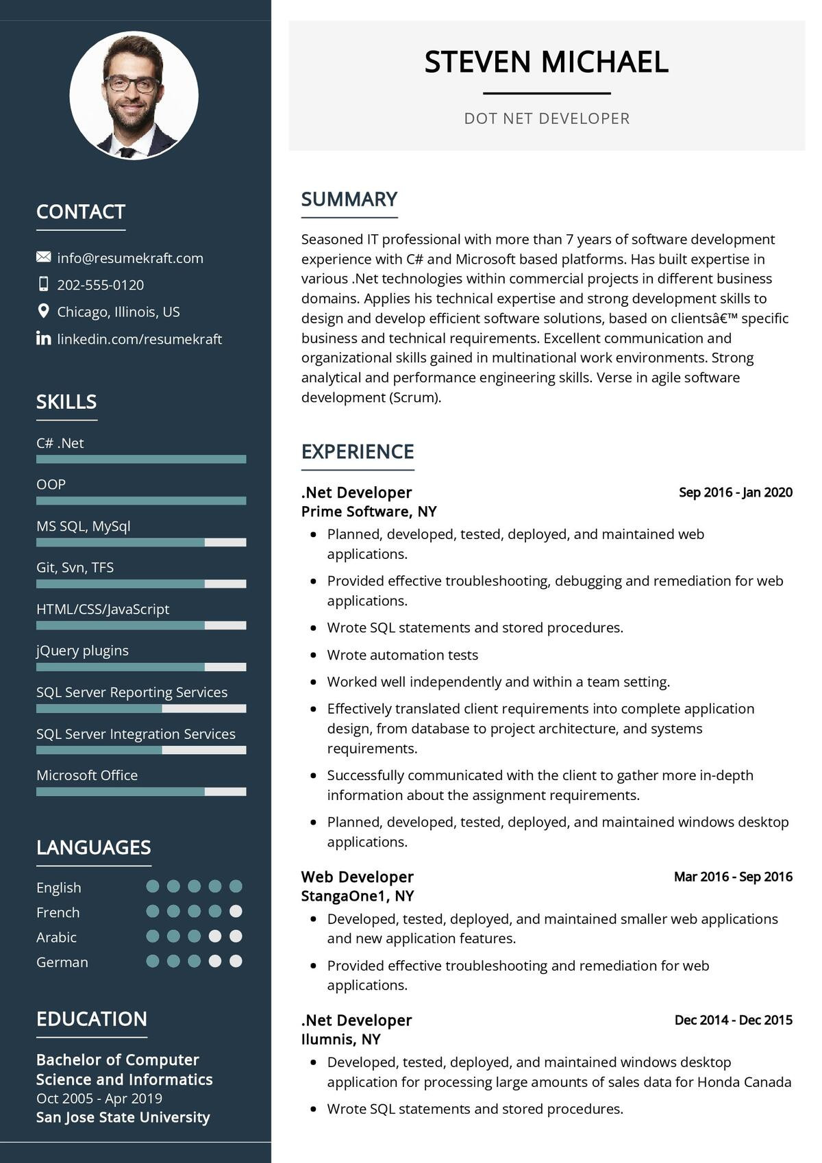 Sample Resume with asp Net Core Experience Dot Net Developer Cv Sample 2022 Writing Tips – Resumekraft