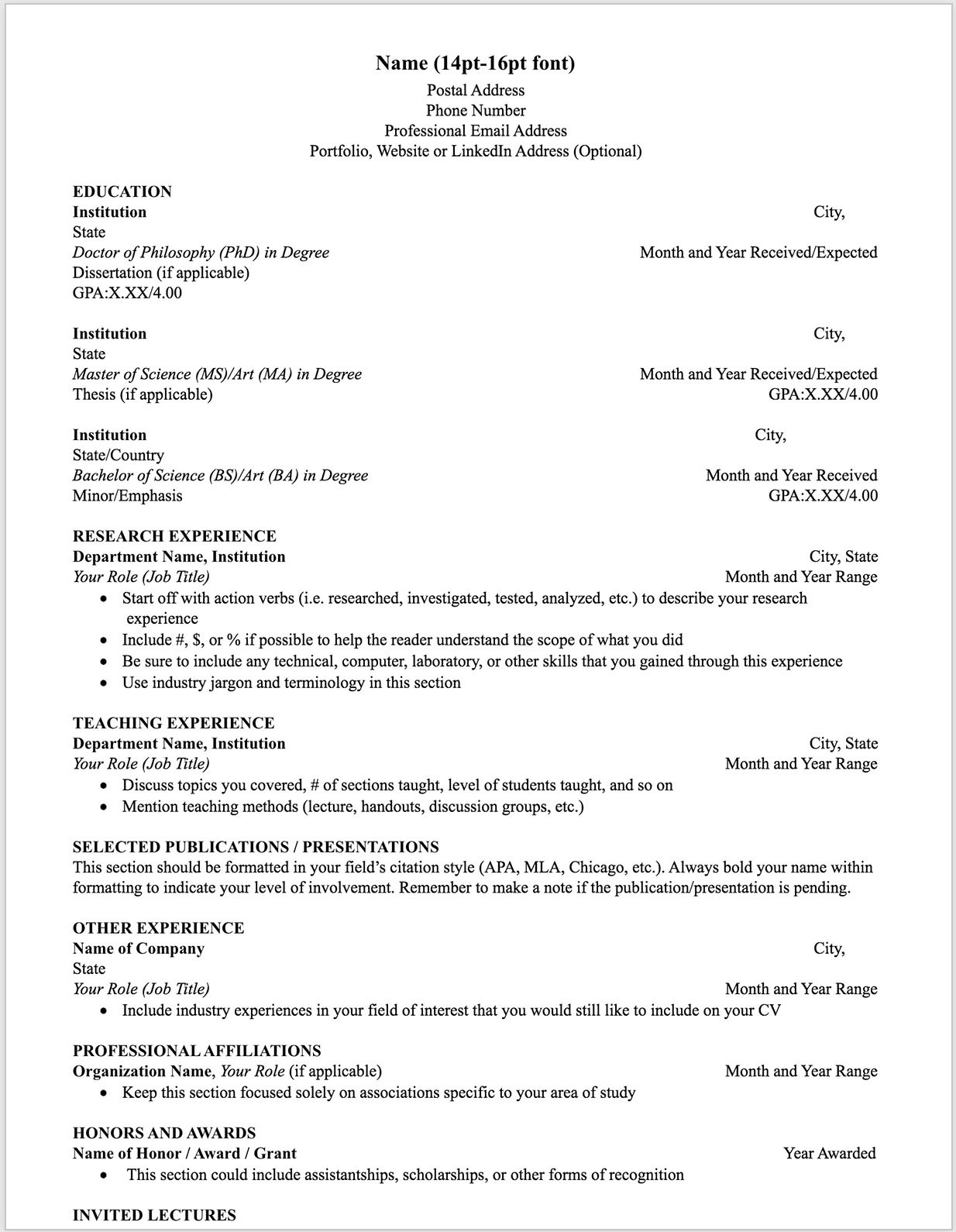 Sample Resume with Bachelors and Masters Degrees Uga Career Center