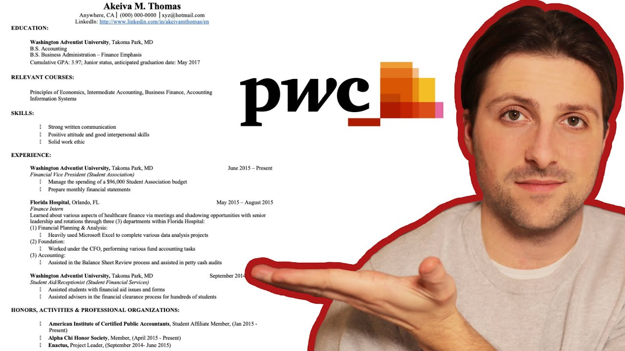 Sample Resume with Big 4 Tax Internexperience the Resume to Get Into Pwc Tax Internship