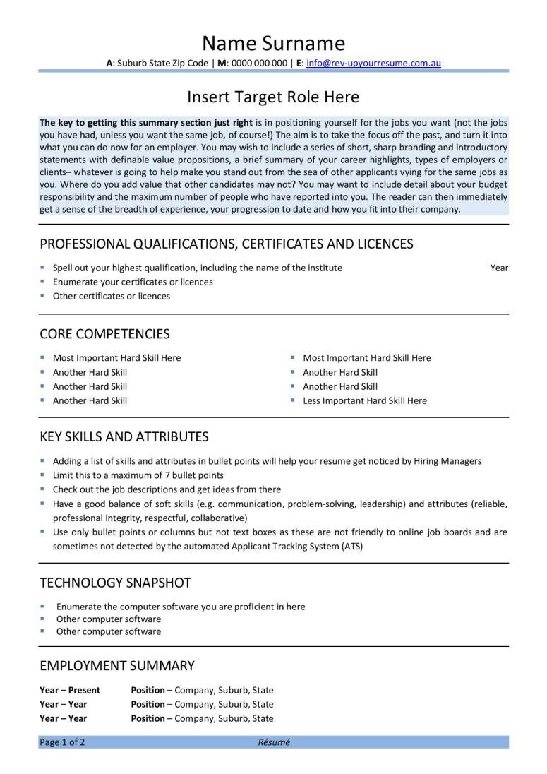 Sample Resumes for Jobs In Australia Free Australian Resume Template Rev-up Your Resume