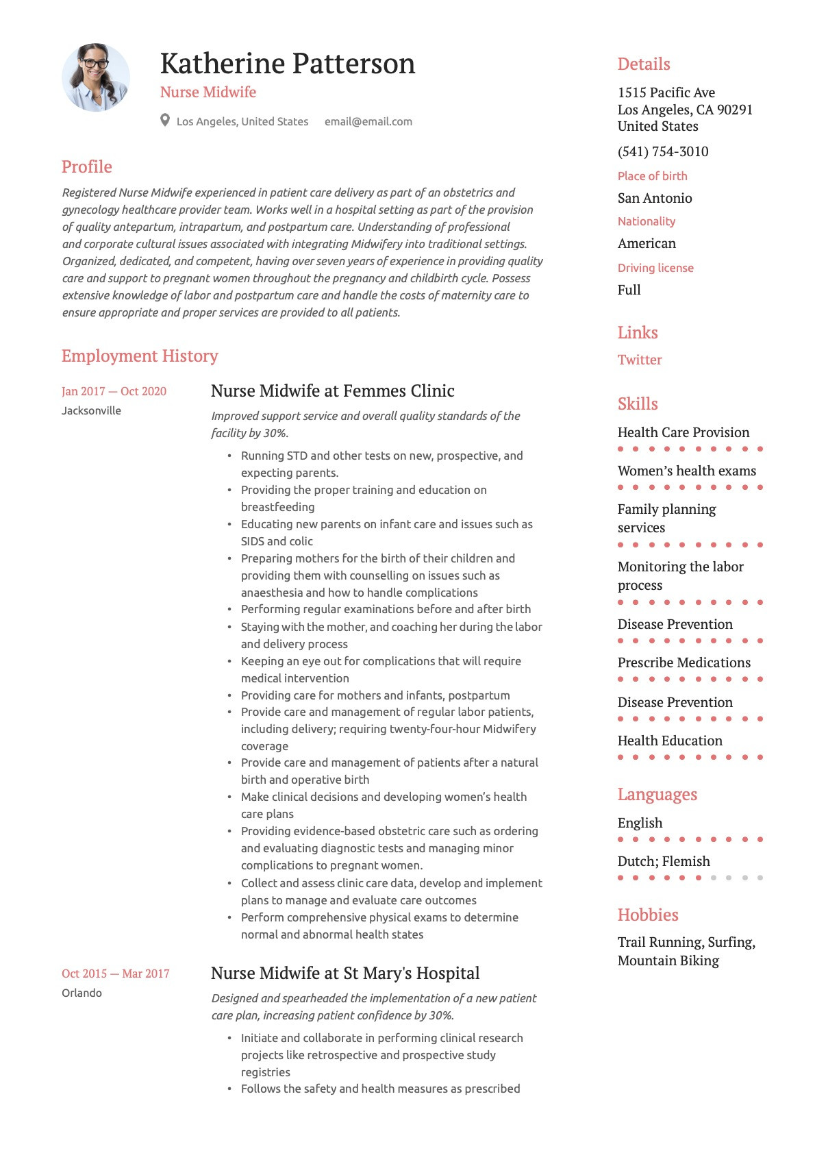 Sample Resumes for Labor and Delivery Nurse Nurse Midwife Resume & Writing Guide  20 Templates