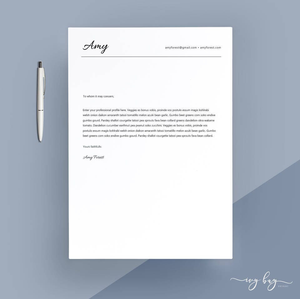 Sample Simple Cover Sheet for Resumes Simple Cover Letter Template Cover Letter Letterhead Word – Etsy