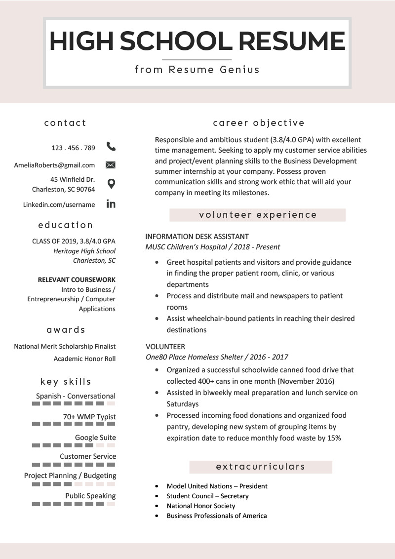 Sample Skills Resume for Highschool Students High School Student Resume Sample & Writing Tips