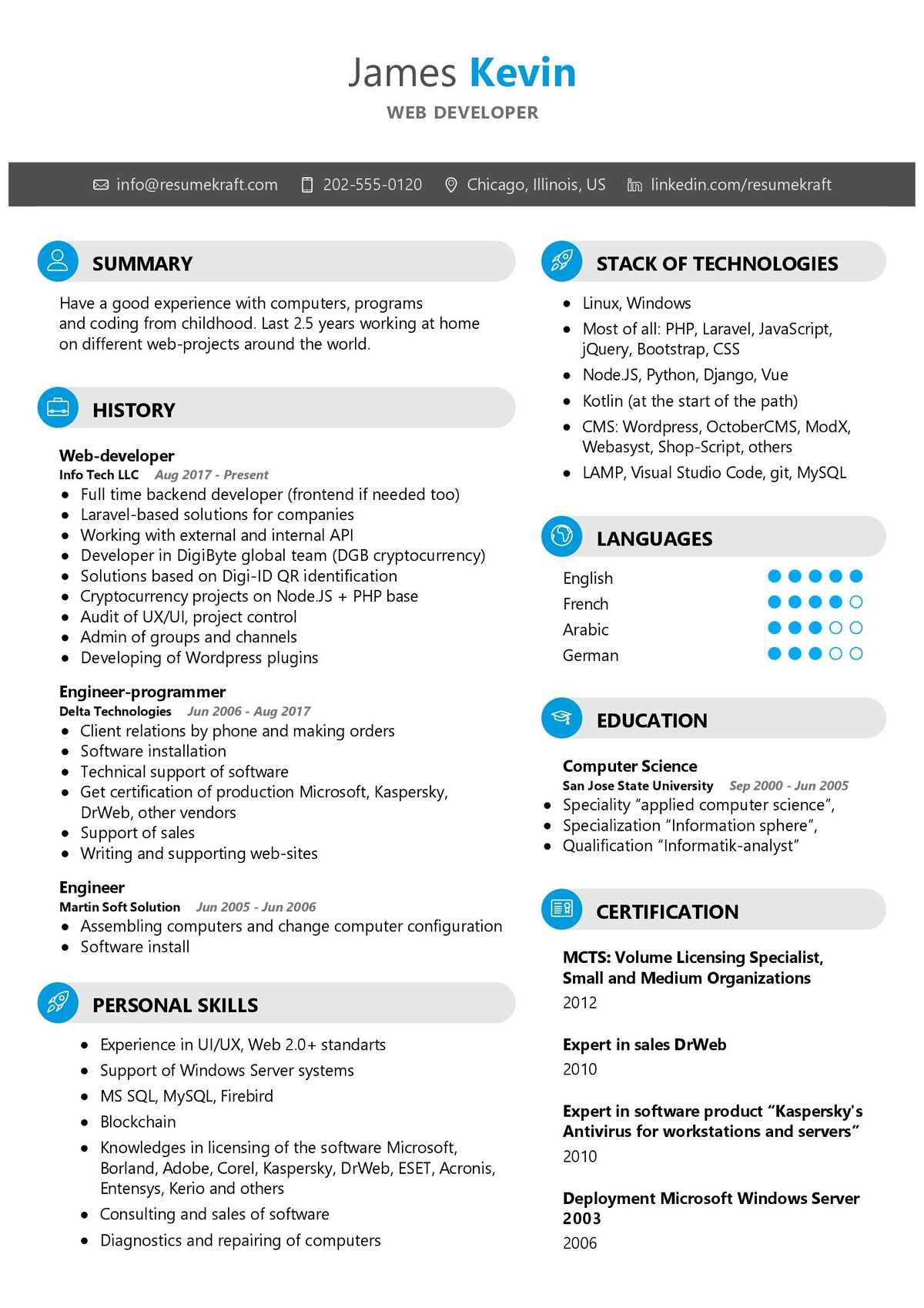 Samples Of Entry Level Web Developers Resume Web Developer Resume Sample 2021 Writing Guide & Tips – Resumekraft