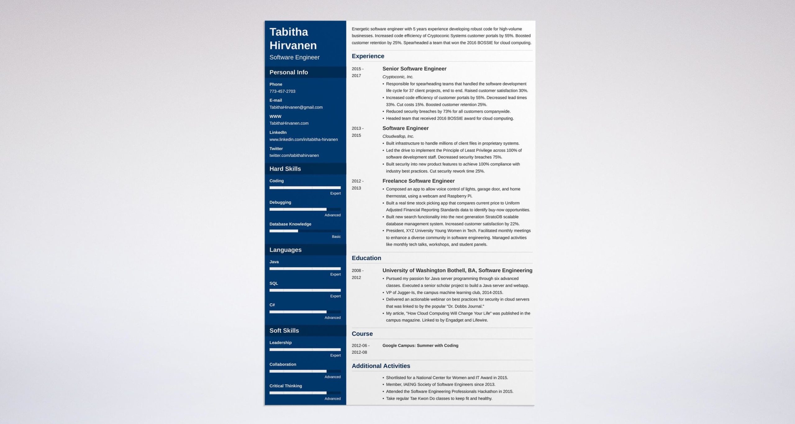 Software Engineer One Page Resume Sample software Engineer Resume Examples & Tips [lancarrezekiqtemplate]