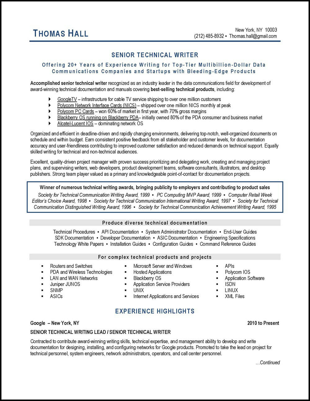 Technical Writing Resume Samples for Freshers Technical Writer Resume Example – Distinctive Career Services