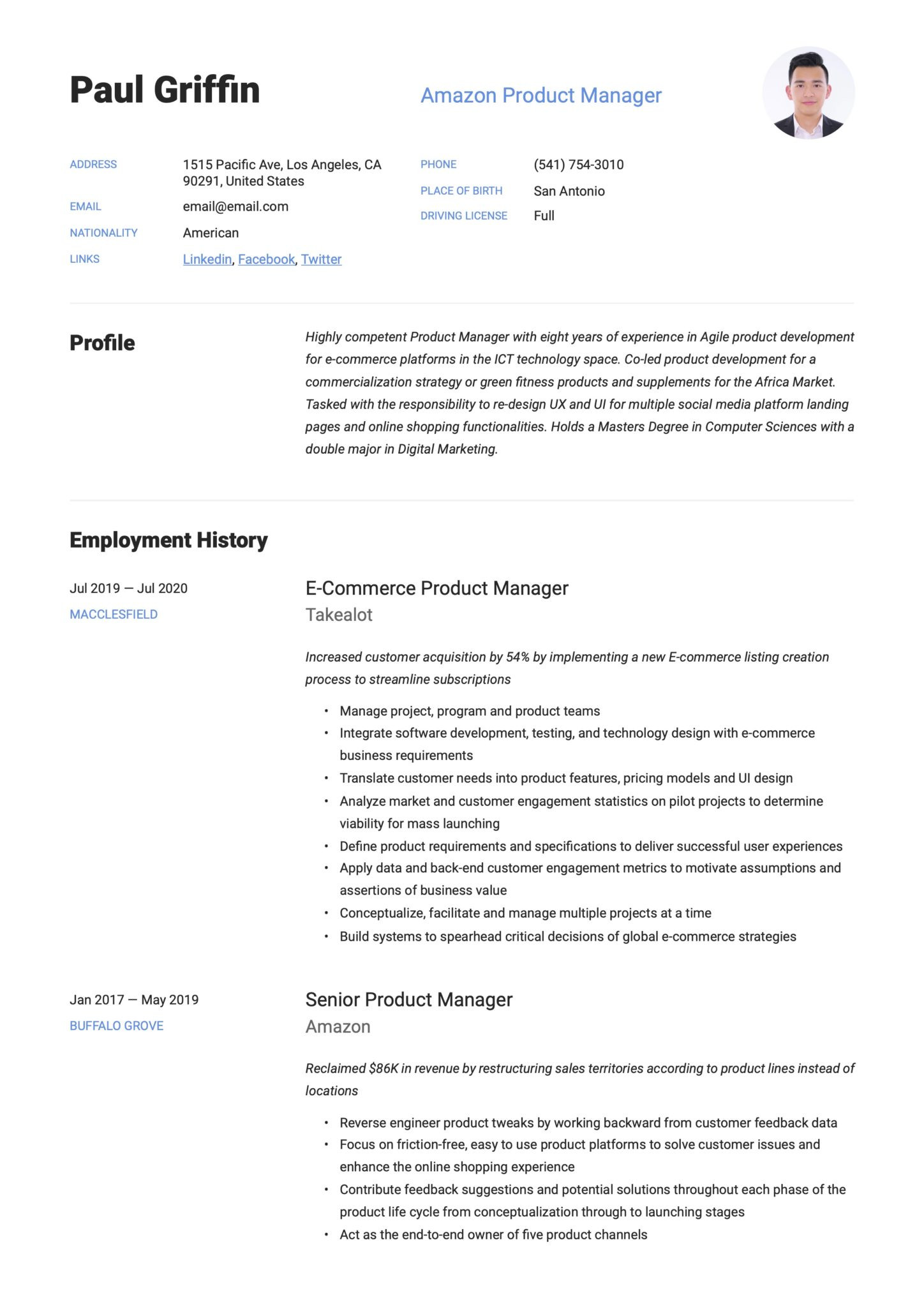 Voice Application Developer Alexaaa Resumes Sample Amazon Product Manager Resume & Guide 17 Examples 2022