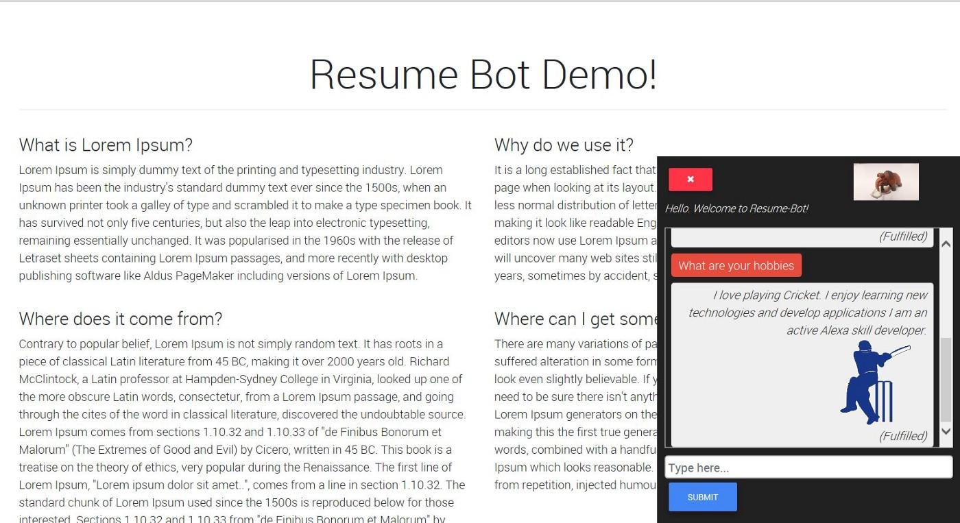 Voice Application Developer Alexaaa Resumes Sample Resumebot â Develop Serverless Chatbot In Minutes for Your Resume …