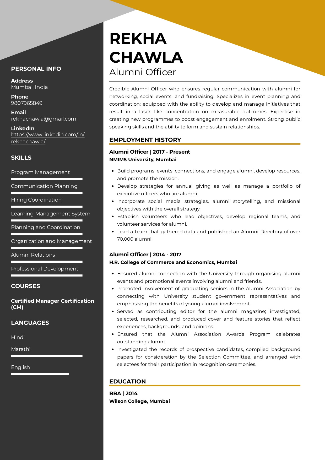 Volunteer and Alumni Coordinator Sample Resume Sample Resume Of Alumni Officer with Template & Writing Guide …