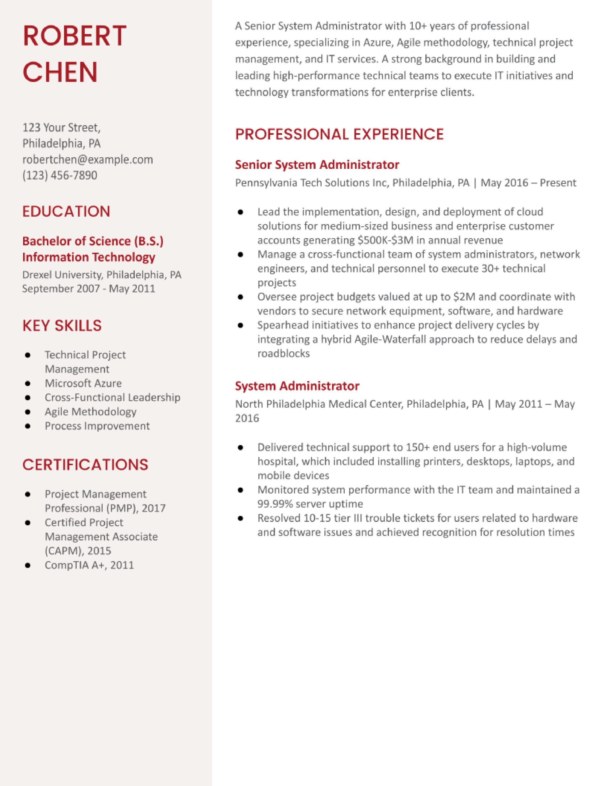 10 Plus Years Resume Sample for System Administrator System Administrator Resume Examples In 2022 – Resumebuilder.com