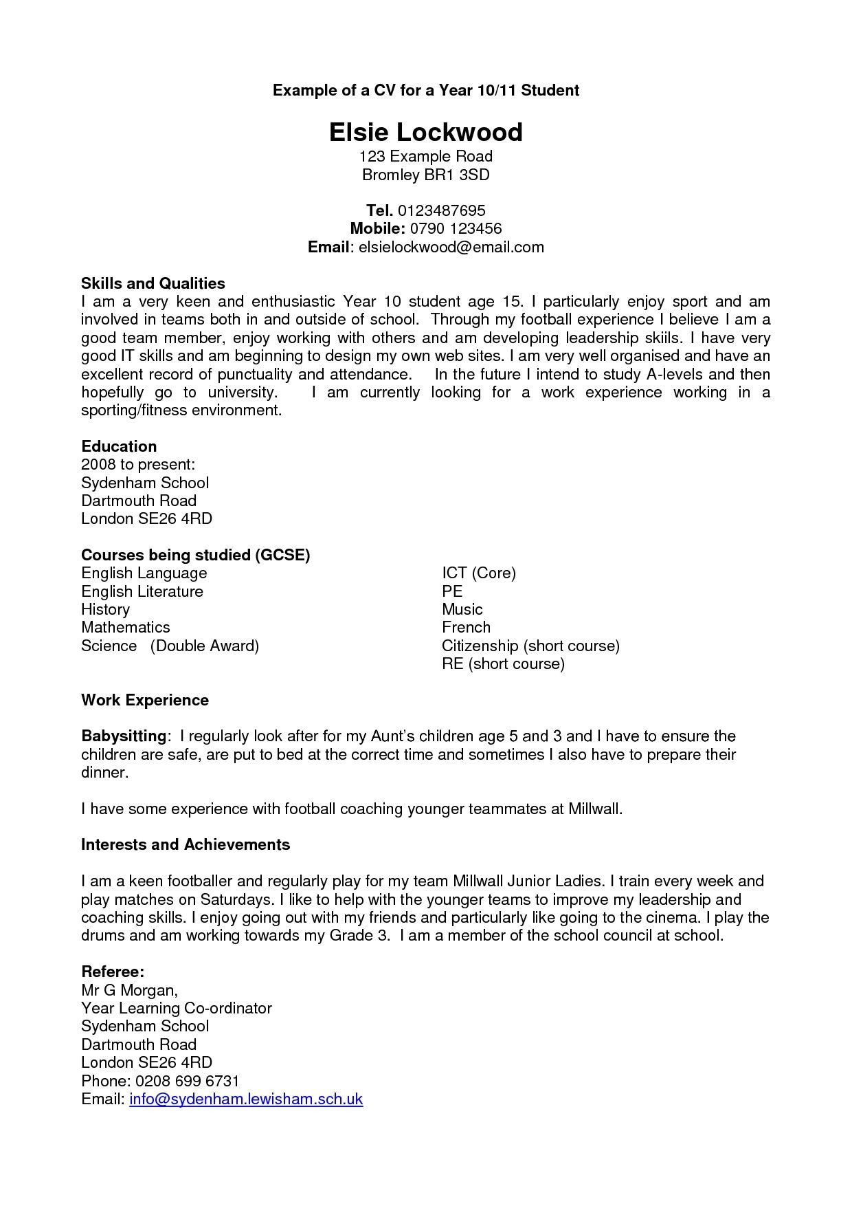 11 Years It Professional Resume Sample Cv Template Year 11 – Resume format Resume Examples, Student …