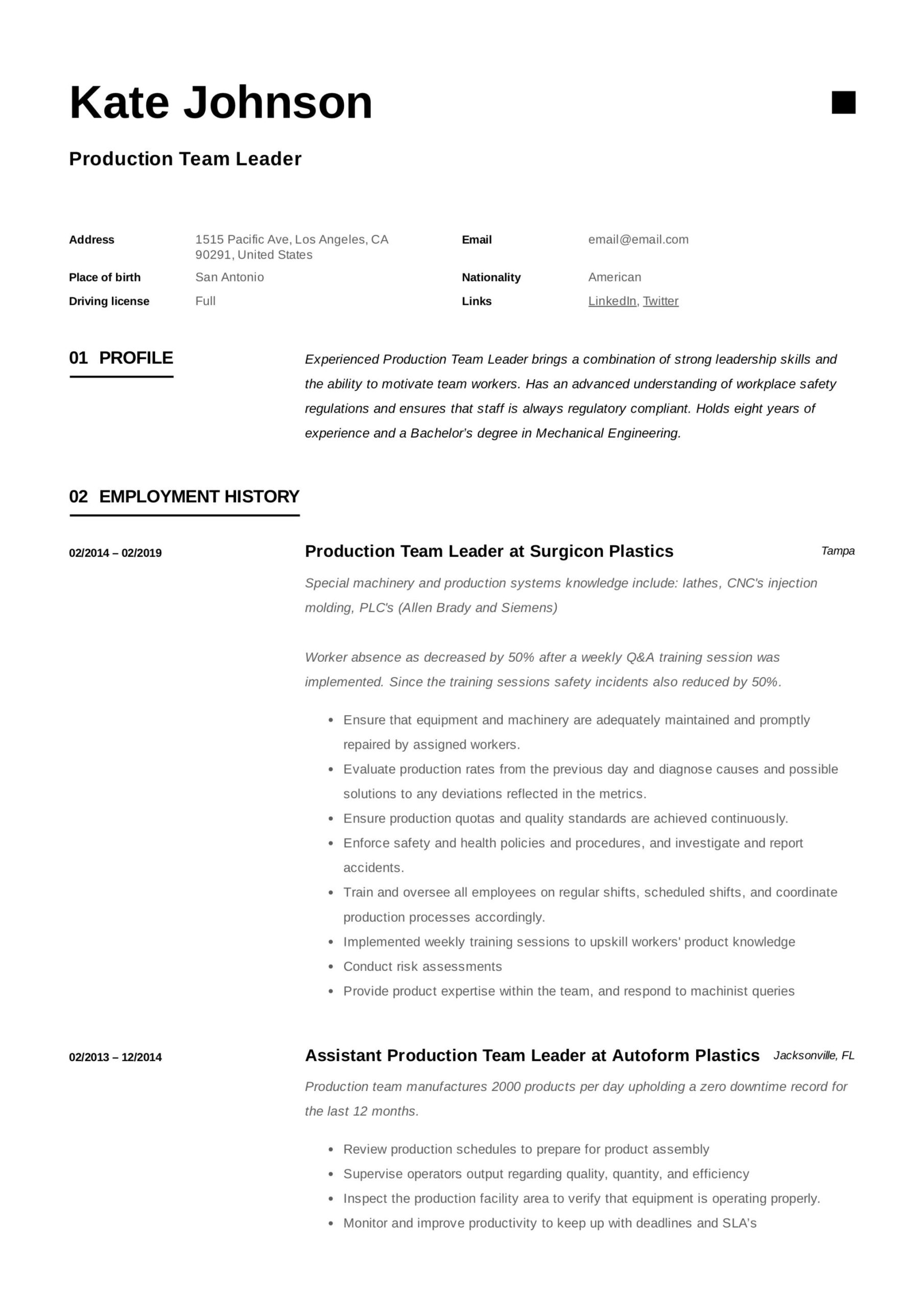 After School Program Leader Resume Sample Full Guide: Production Team Leader Resume 12 Examples After School Program Leader Resume Sample Full Guide: Production Team Leader Resume 12 Examples