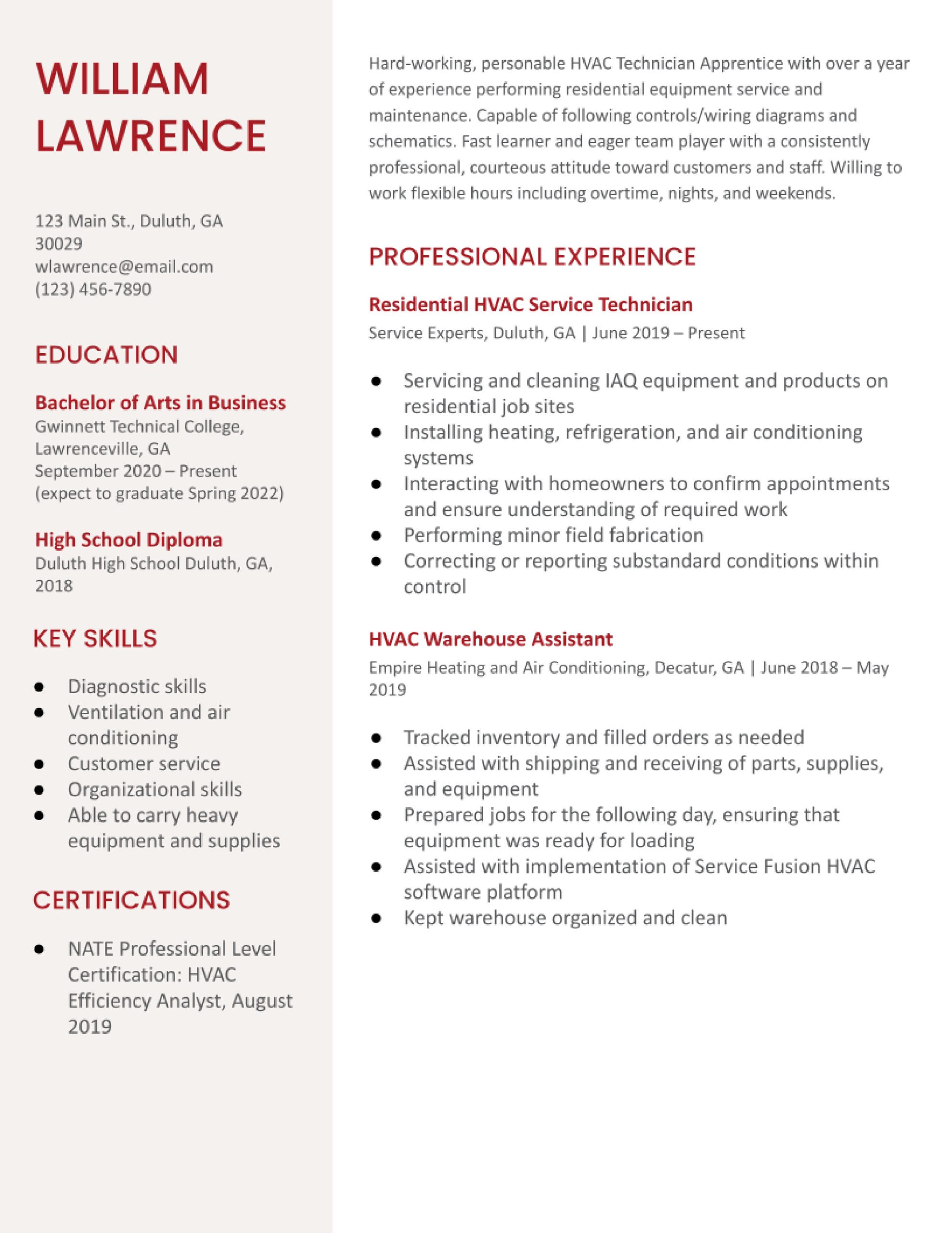 Air Conditioning Technician assistant Resume Samples Hvac Technician Resume Examples In 2022 – Resumebuilder.com