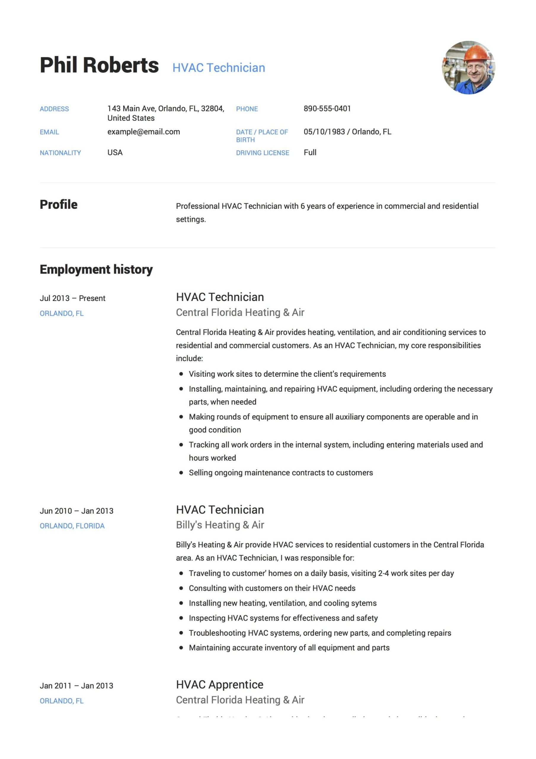 Air Conditioning Technician assistant Resume Samples Hvac Technician Resume & Guide   12 Templates Pdf & Word