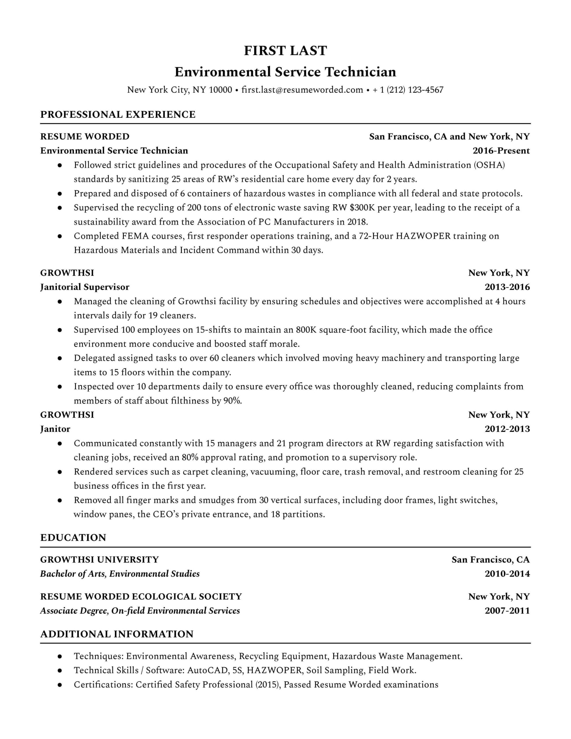 Air force Aircraft Maintenance Resume Sample 4 Service Technician Resume Examples for 2022 Resume Worded