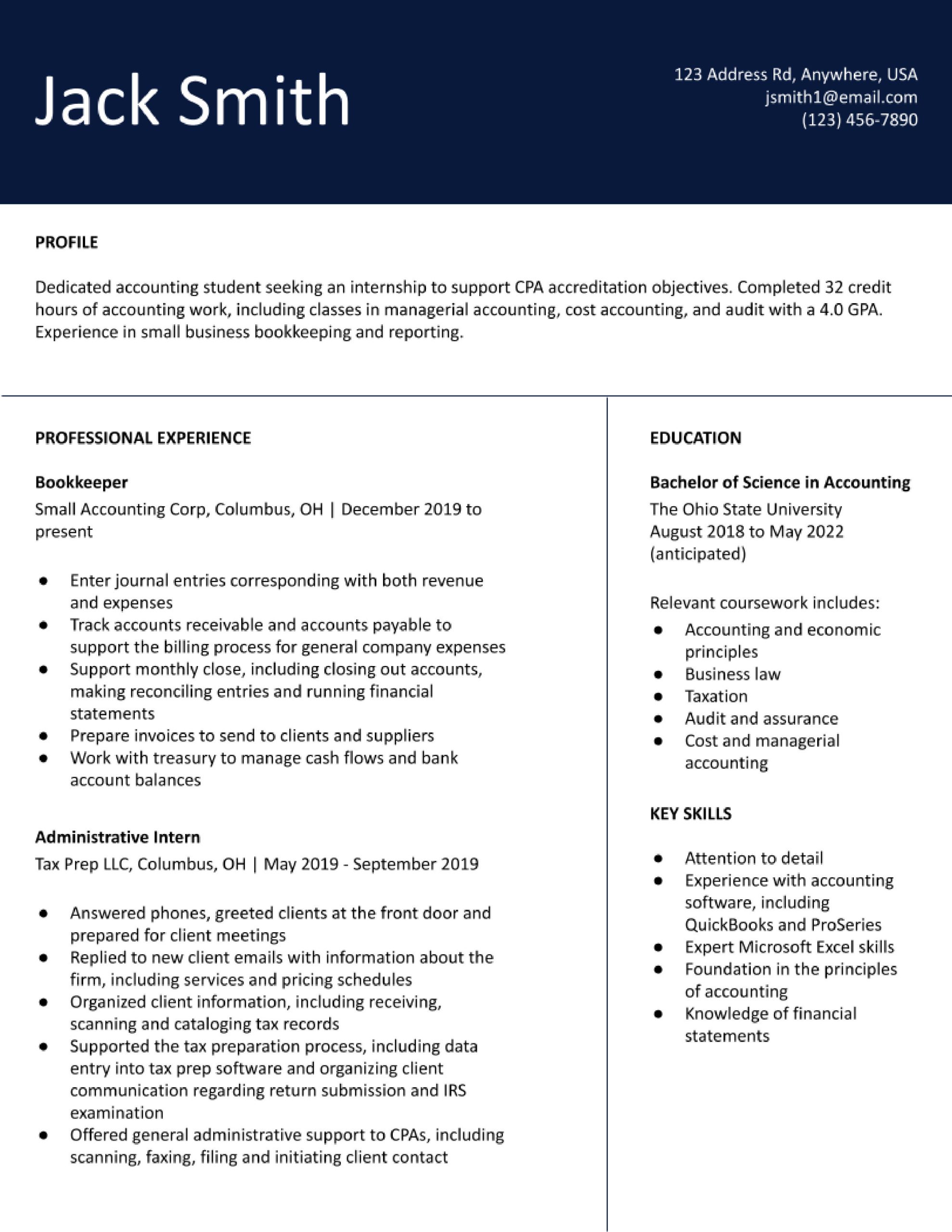 Bank Of America Intern Sample Resume Internship Resume Examples In 2022 – Resumebuilder.com