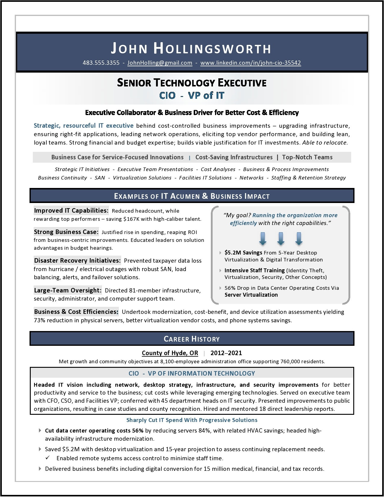 Chief Information Officer L Resume Samples 2021 and 2022 Executive Resume Samples