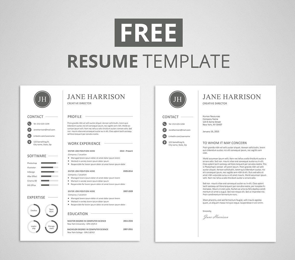Cover Letter for Resume Sample Free Free Resume Template and Cover Letter – Graphicadi