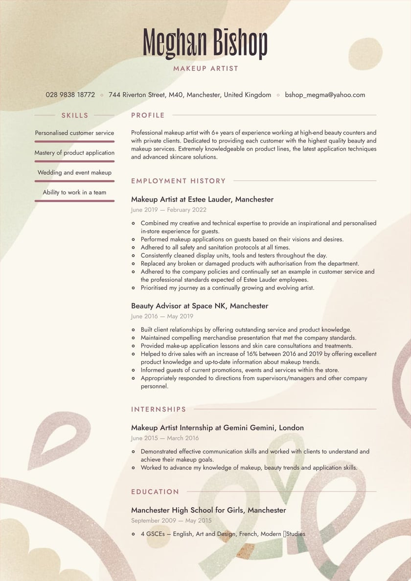 Film Makeup Artist Resume Sample Template Makeup Artist Cv Examples & Writing Tips 2022 (free Guide) Film Makeup Artist Resume Sample Template Makeup Artist Cv Examples & Writing Tips 2022 (free Guide)