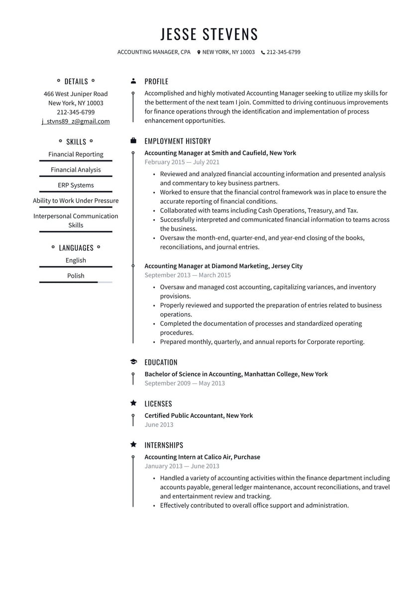 Finance and Accounting Manager Sample Resume Accounting and Finance Resume Examples & Writing Tips 2022 (free