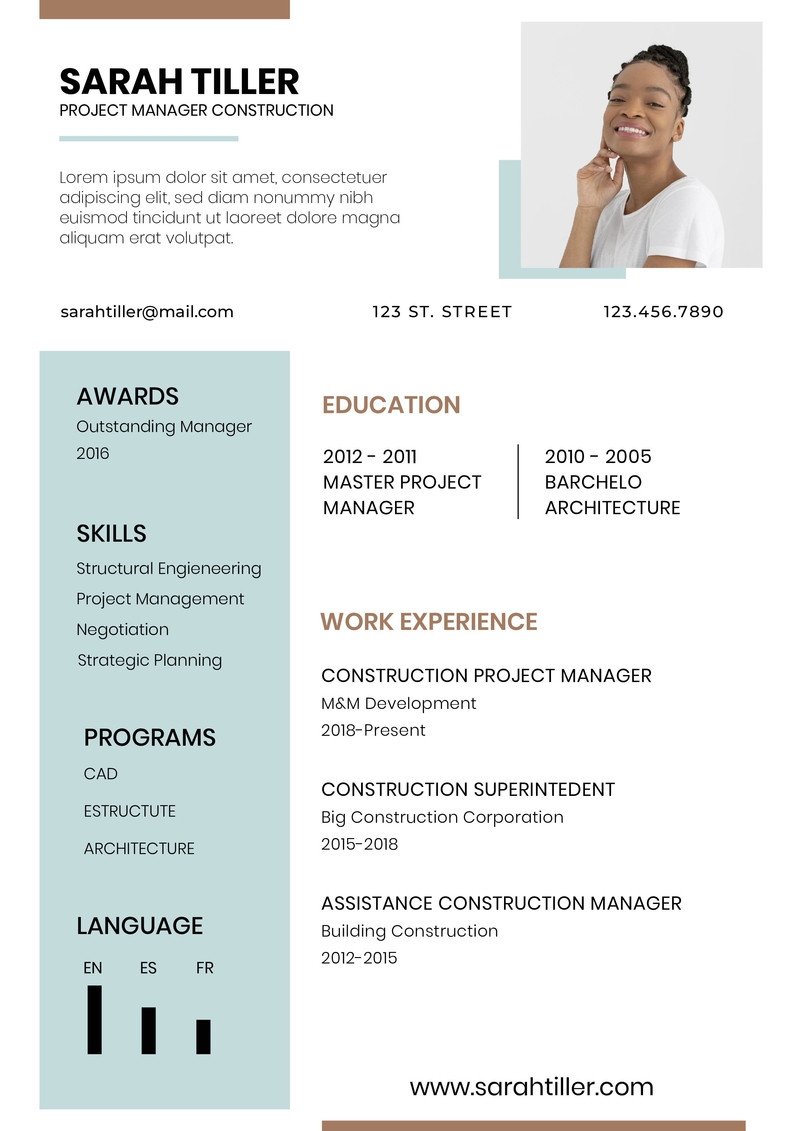Free Sample Of Project Manager Resume Free Minimalist Duotone Project Manager Resume Template