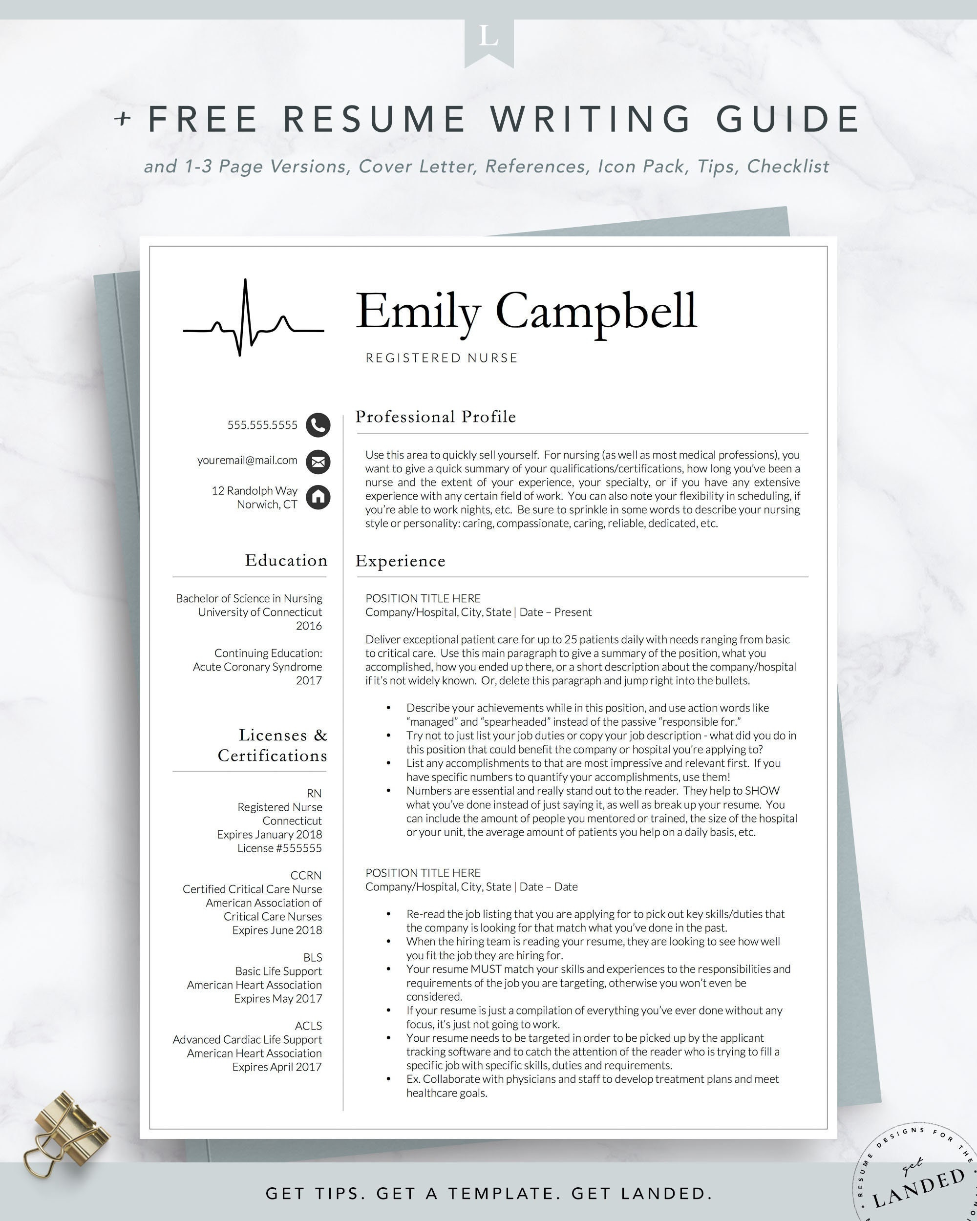 Free Sample Of Registered Nurse Resume Nurse Practitioner Resume Template / Registered Nurse Resume – Etsy.de