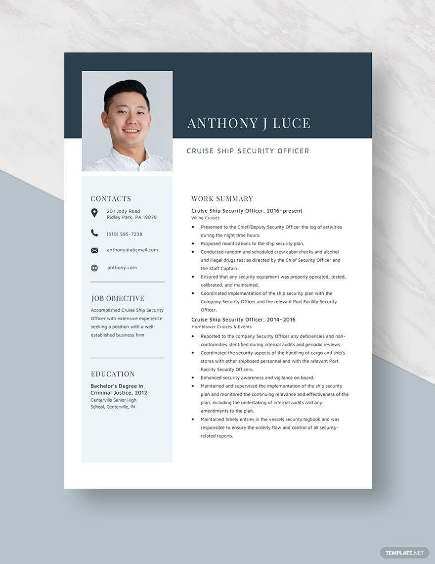 Free Sample Of Resume for Security Guard Free Free Cruise Ship Security Officer Resume Template – Word …