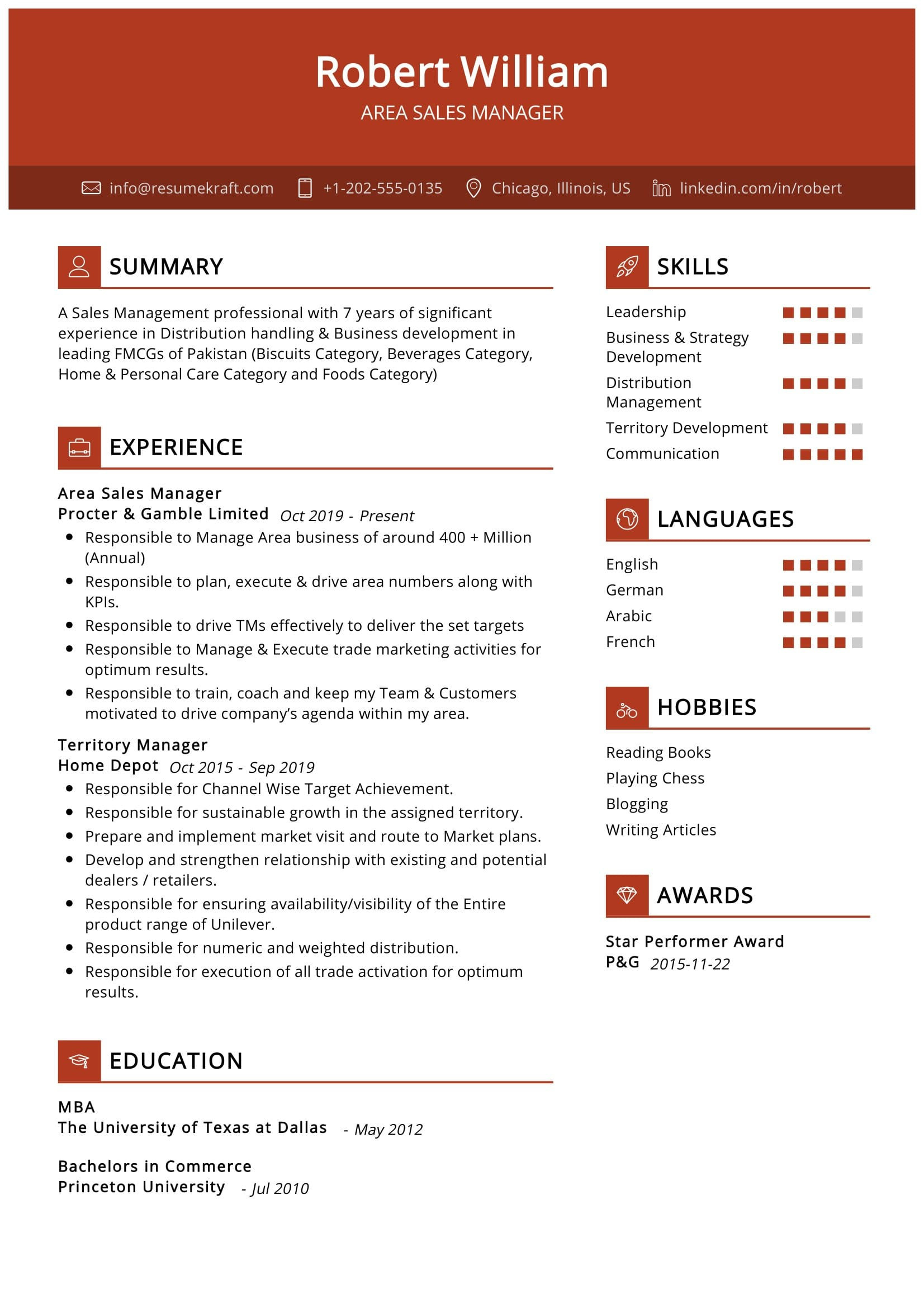Free Sample Of Sales Manager Resume area Sales Manager Resume Sample 2022 Writing Tips – Resumekraft