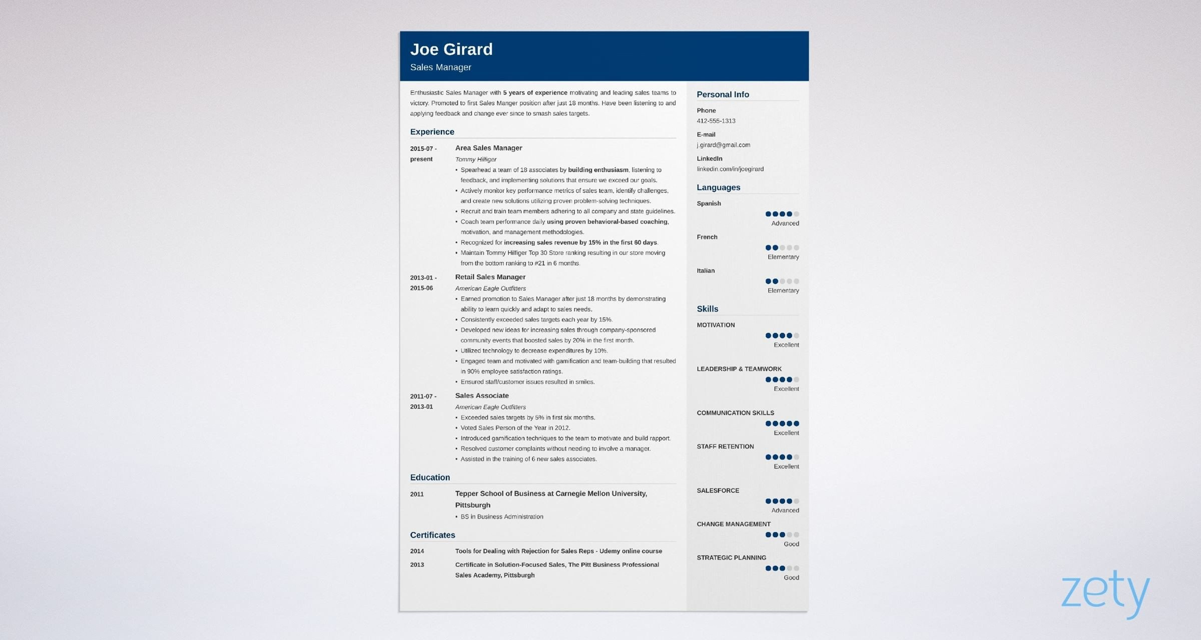 Free Sample Of Sales Manager Resume Sales Manager Resume Examples [templates & Key Skills]