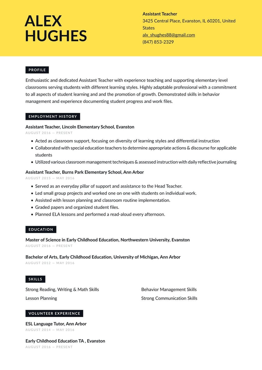 Functional Resume Samples Teacher S Aide Teacher assistant Resume Examples & Writing Tips 2022 (free Guide)