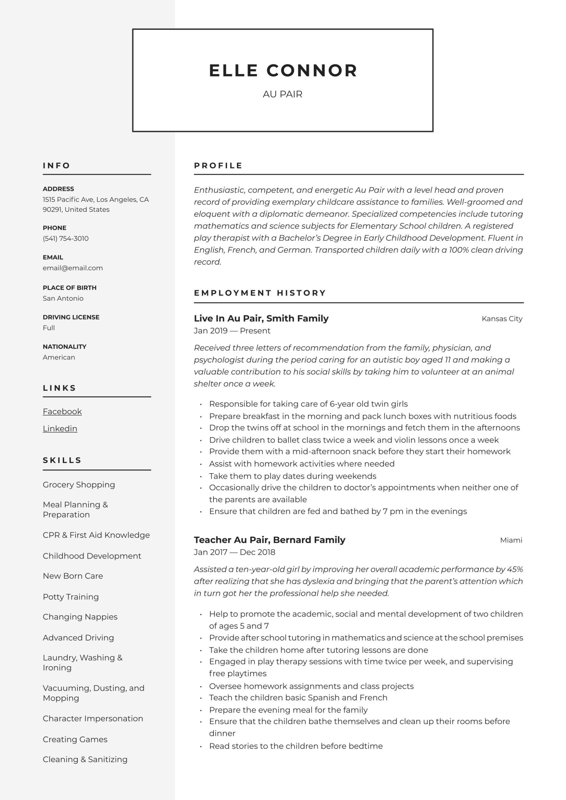 Game Day Operations Resume Sample Live Career Word Pages ats Friendly Letter or A4 Nanny Au Pair Child Care … Game Day Operations Resume Sample Live Career Word Pages ats Friendly Letter or A4 Nanny Au Pair Child Care …