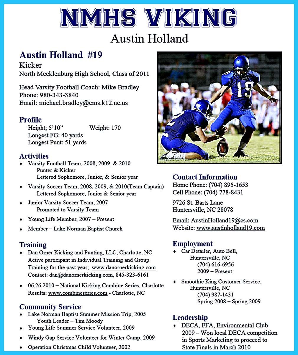 High School Football Player Resume Samples It is Relatively Easy to Write An athletic Training Resume. to …