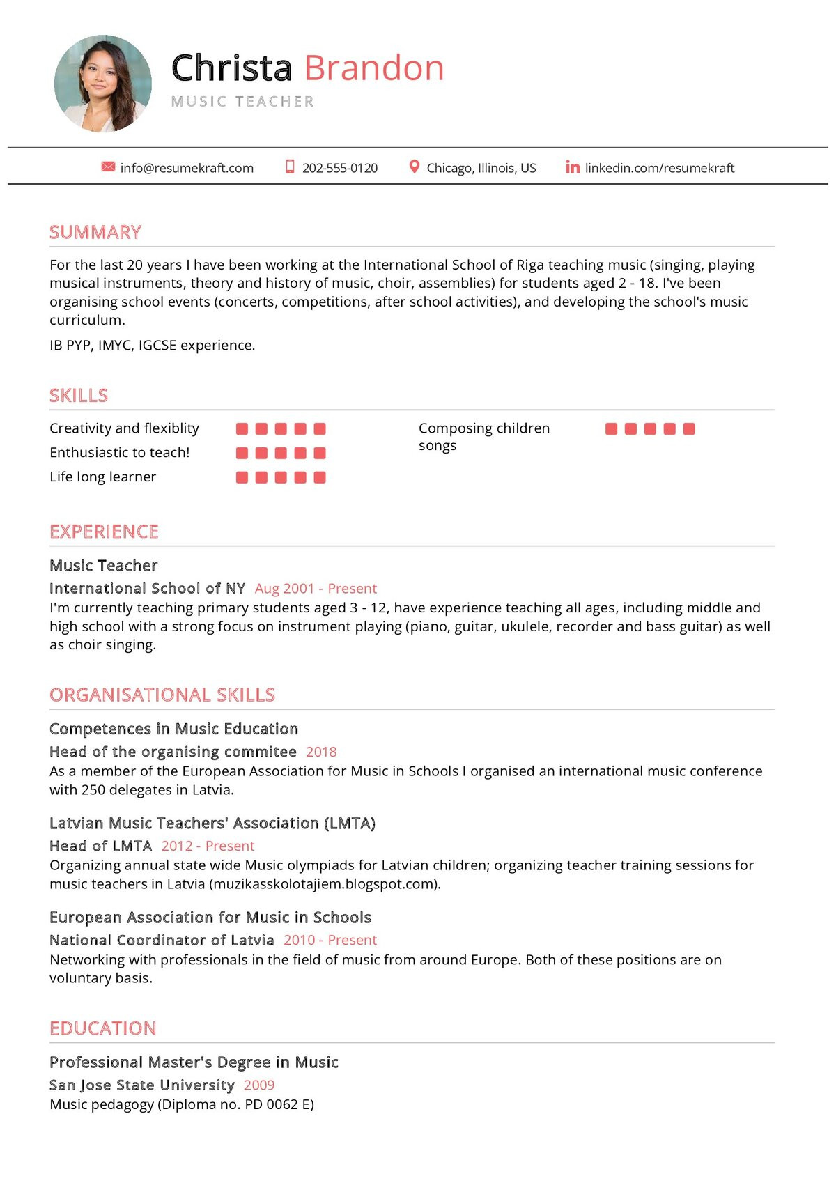 High School Music Teacher Resume Sample Music Teacher Resume Sample 2022 Writing Tips – Resumekraft