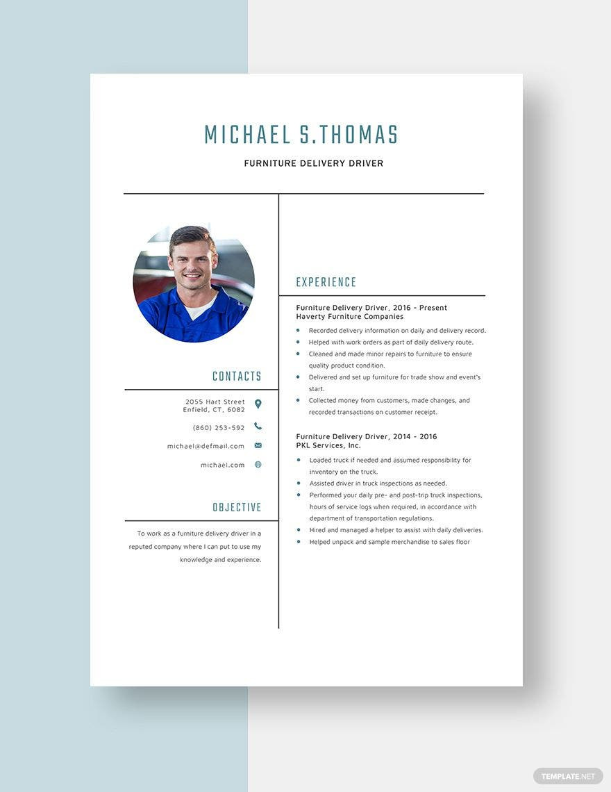Independent Tire Delivery Contractor Resume Samples Driver Resume Templates – Design, Free, Download Template.net