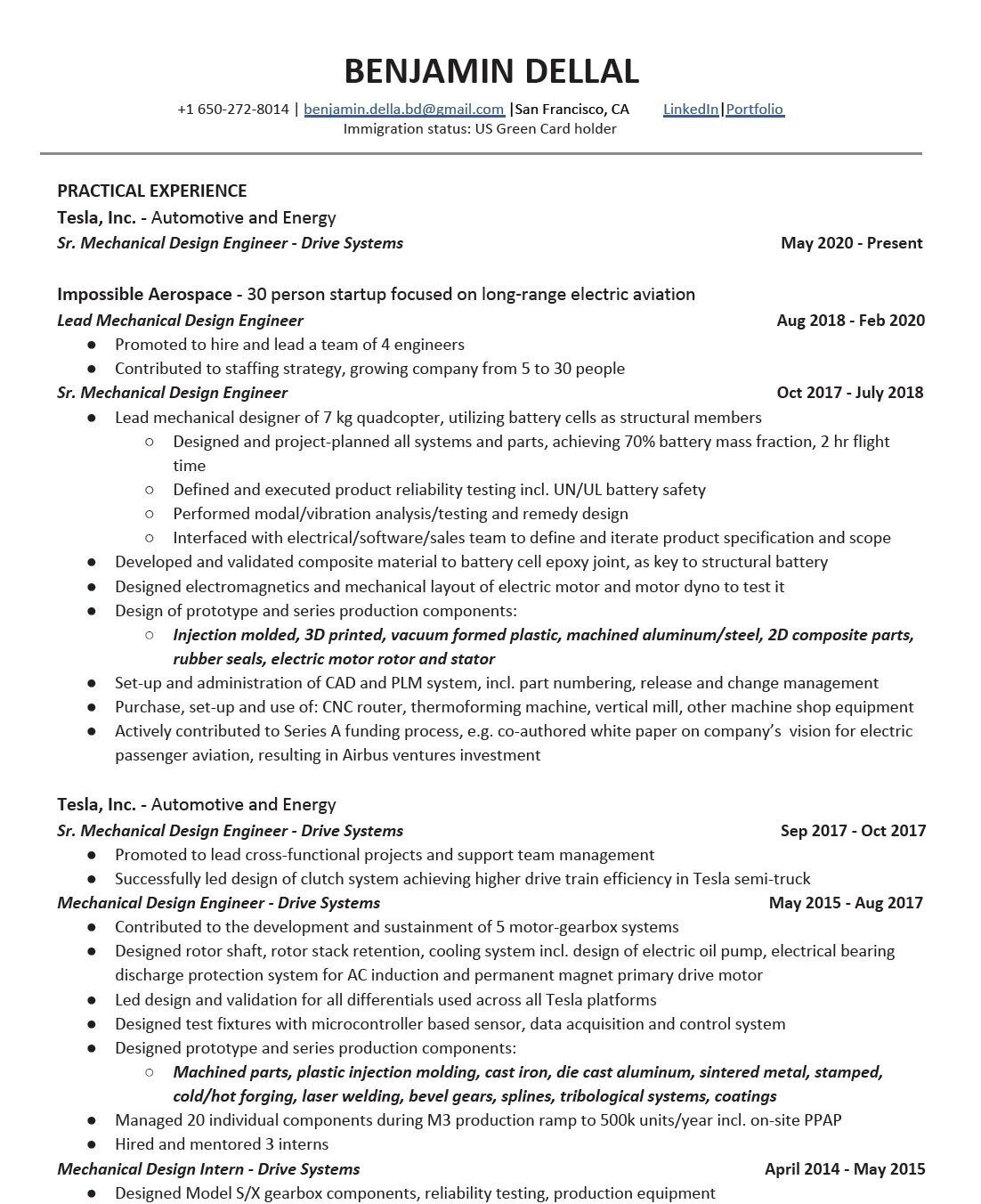 Indudction Motor Design Engineer Resume Sample Resume â Benjamin Dellal Indudction Motor Design Engineer Resume Sample Resume â Benjamin Dellal
