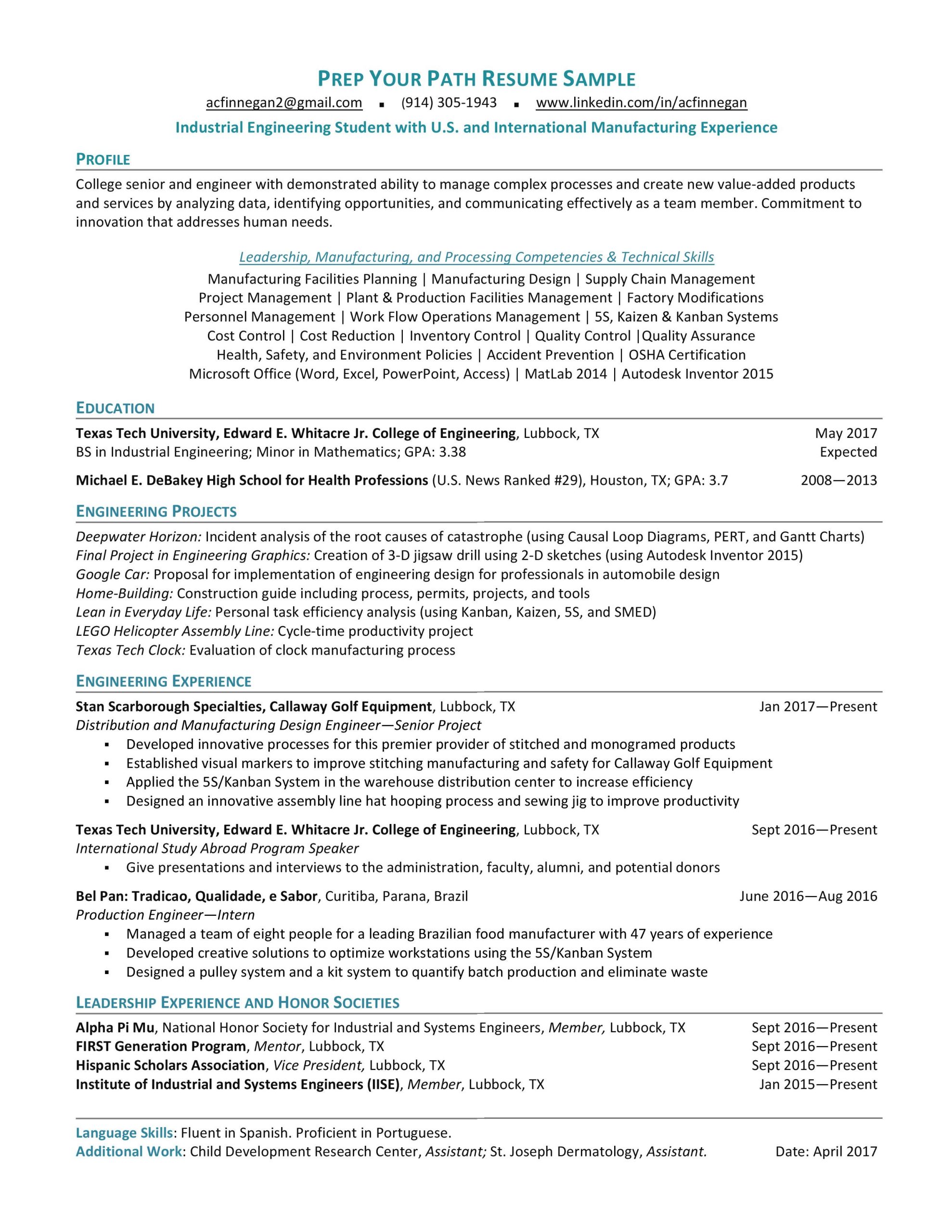 Industrial Engineer Resume Sample College Grad College / Recent Grad Resume Samples Anne Finnegan Prep Your … Industrial Engineer Resume Sample College Grad College / Recent Grad Resume Samples Anne Finnegan Prep Your …