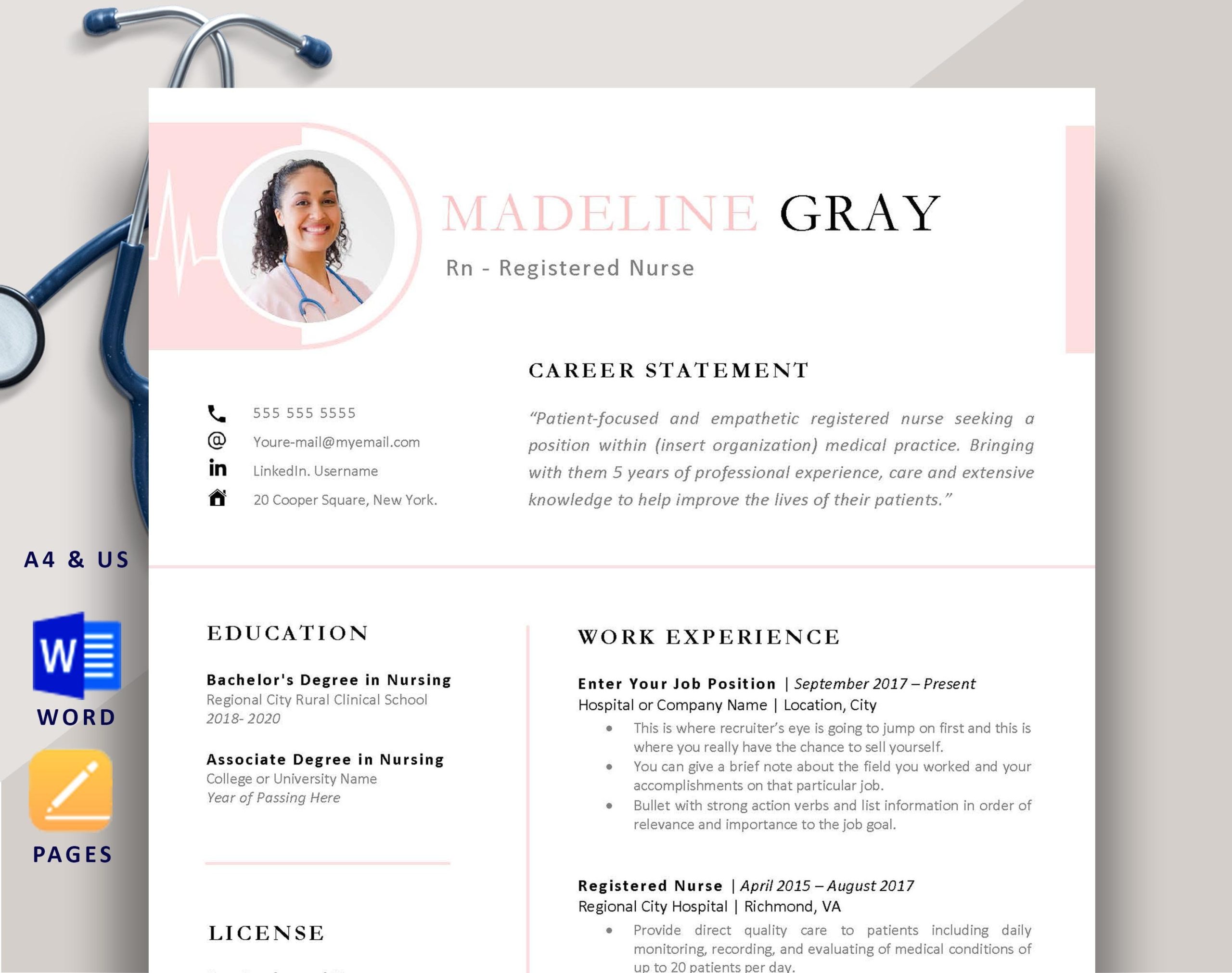 Just Graduated with Rn with Lpn Experience Resume Sample Nurse Resume with Photo Lpn Resume Np Resume New Grad Nurse – Etsy