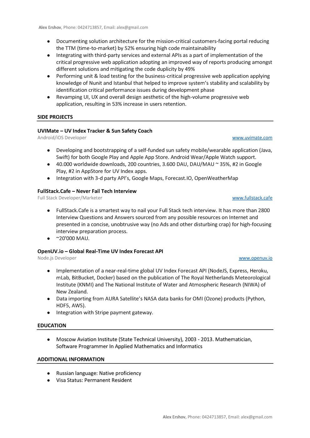 Net Full Time Resumes with 6 Months Experience Samples Github – Aershov24/101-developer-resume-cv-templates: the Only …