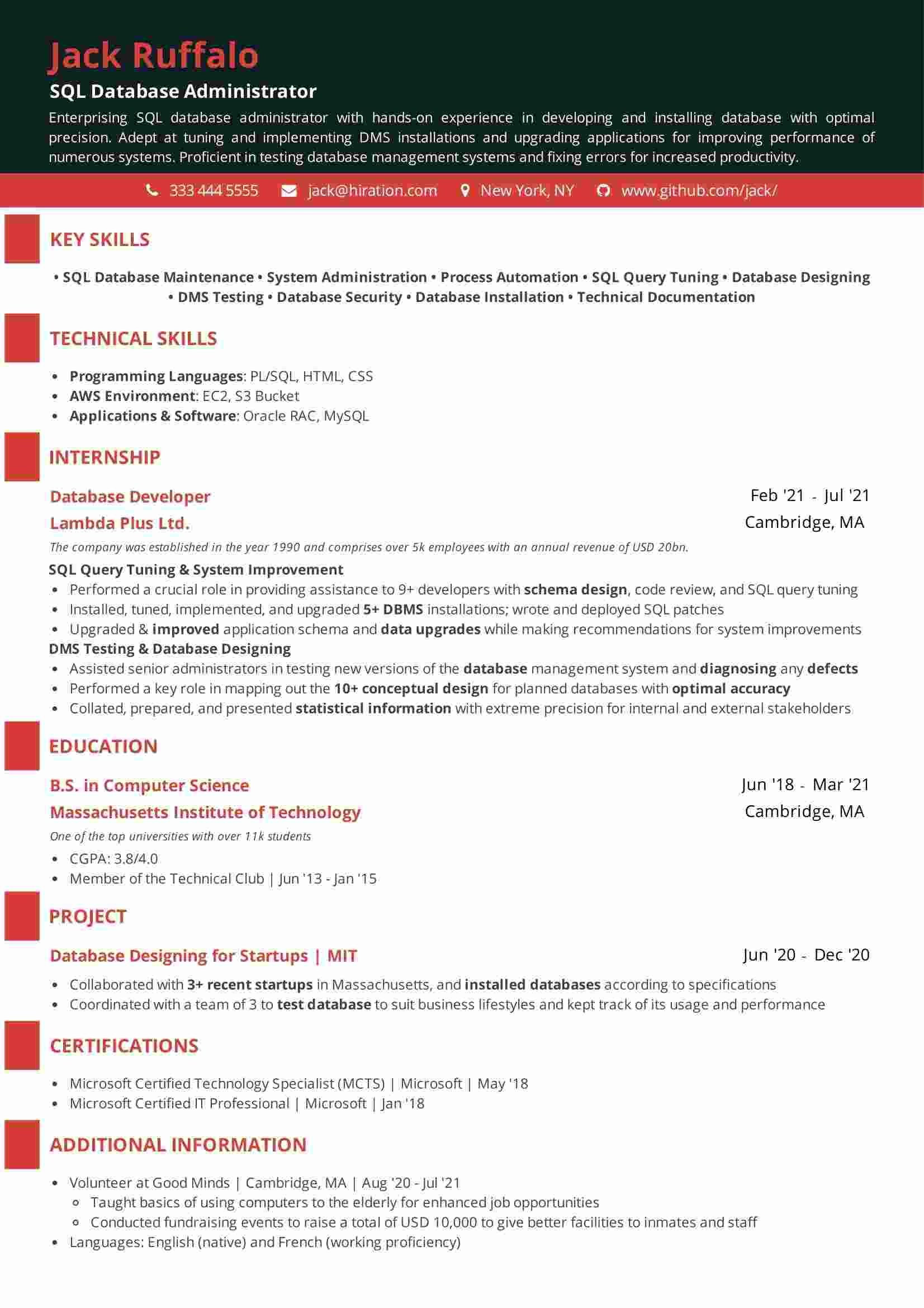 Oracle Dba Sample Resume for 4 Year Experience Sql Dba Resume: 2022 Guide with 10lancarrezekiq Samples and Examples