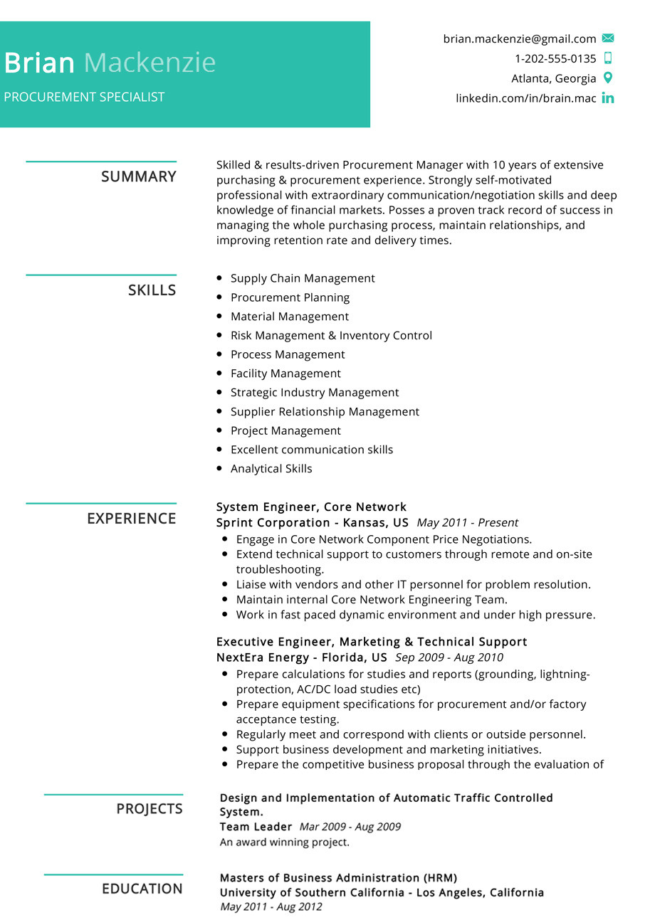 Procurement and Supply Chain Management Resume Samples Procurement Specialist Resume Example 2022 Writing Tips …