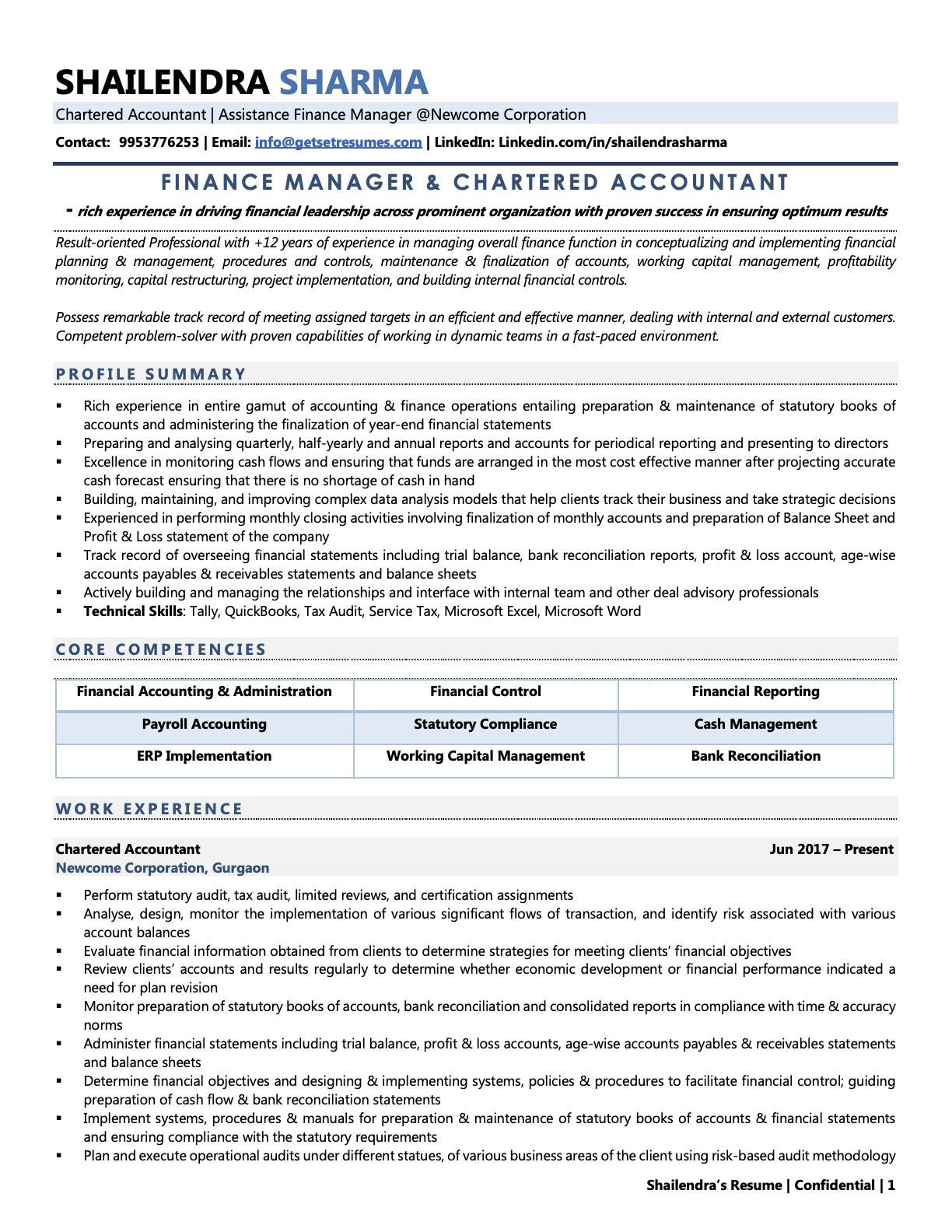 Product Information Exchange Standard Resume Samples Chartered Accountant (ca) Resume Examples & Template (with Job …