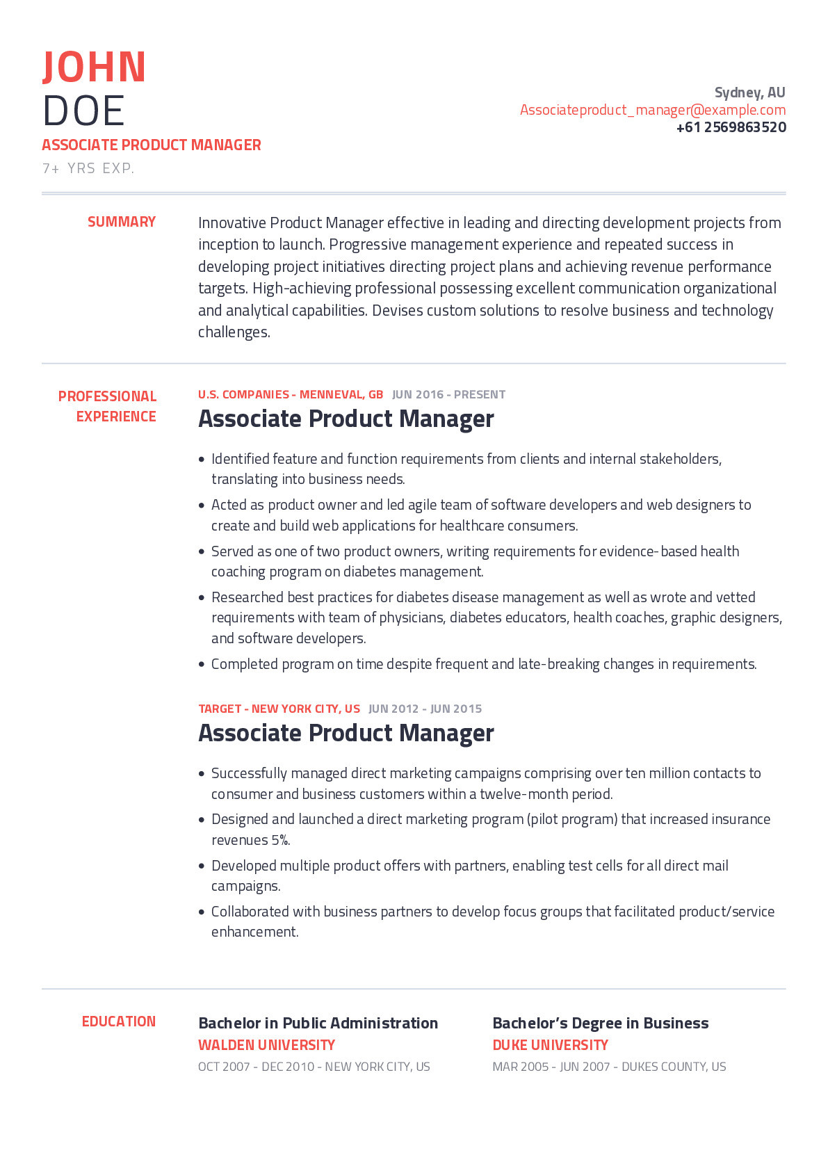Product Management Sample Product Manager Resume associate Product Manager Resume Example with Content Sample …